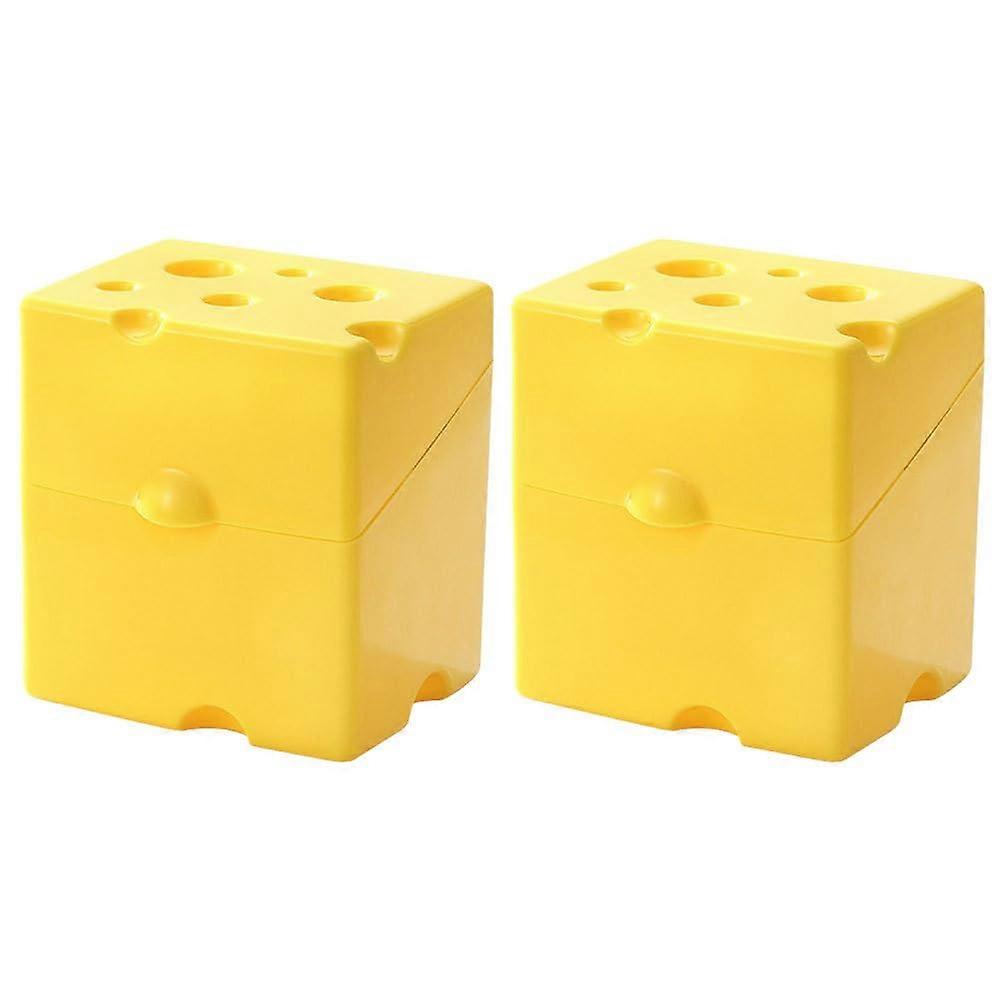 Set of 2 Cheese Storage Containers with Lids for Butter, Bacon, Toast and Salad, ABS Material