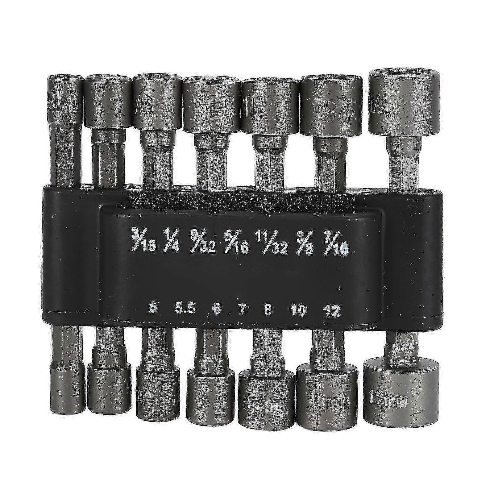14Pcs Nuts Driver Drill Bit Chrome Vanadium Steel ABS Hex Power Socket with Storage Base 2025