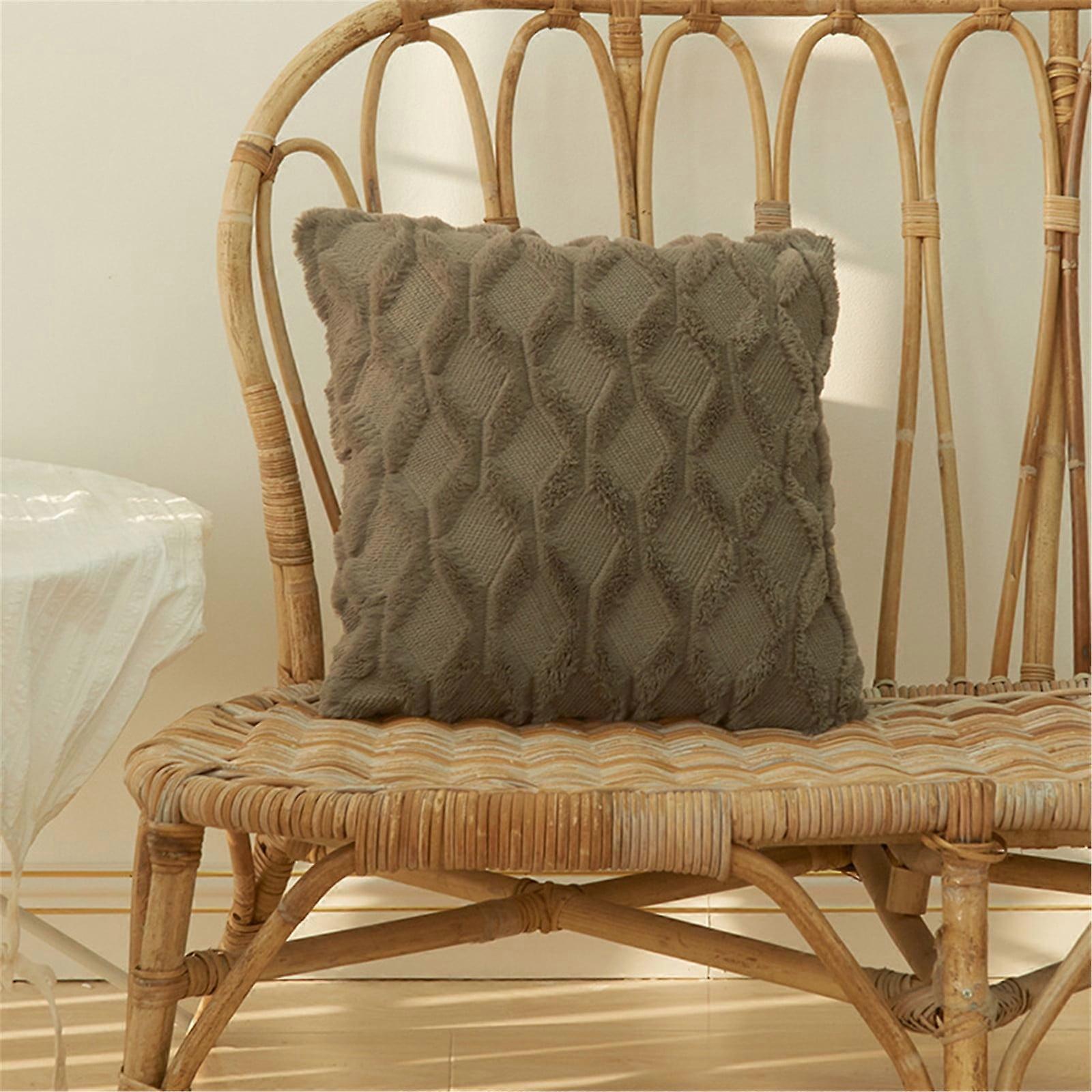 Plush Pillow Cover Deluxe Decorative Plush Pillow Case Cushion Shell for Sofa