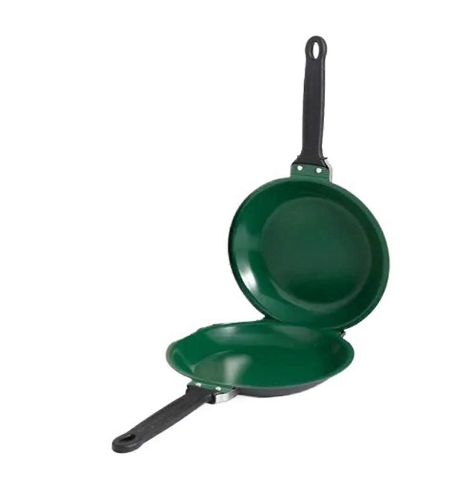 Double Sided Non Stick Folding Frying Pan for Breakfast Waffles Cakes Kitchen Cooking Tools (1pc Green)