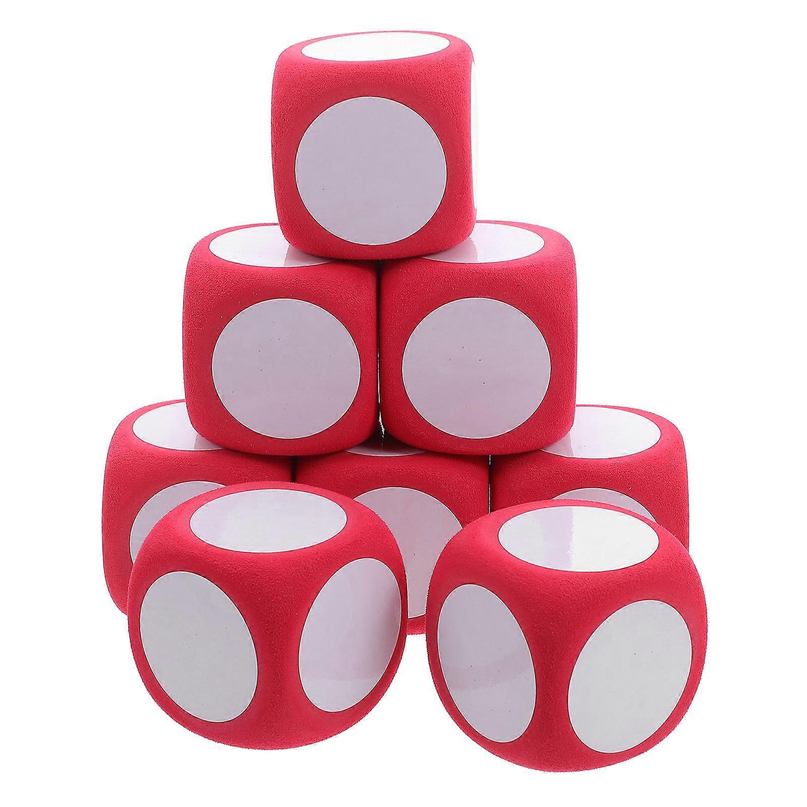 Dry Erase Game Blocks Foam Blank Dices Red 6 cm Cube Shape Writable Interactive Learning Home Use 8Pcs