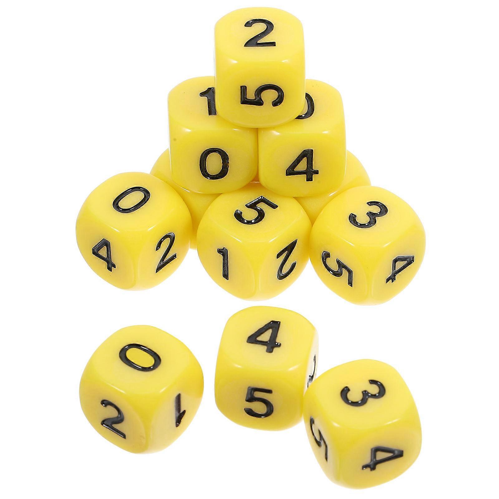 Digital Number Dices for Game Use 12Pcs Acrylic Yellow Game Props