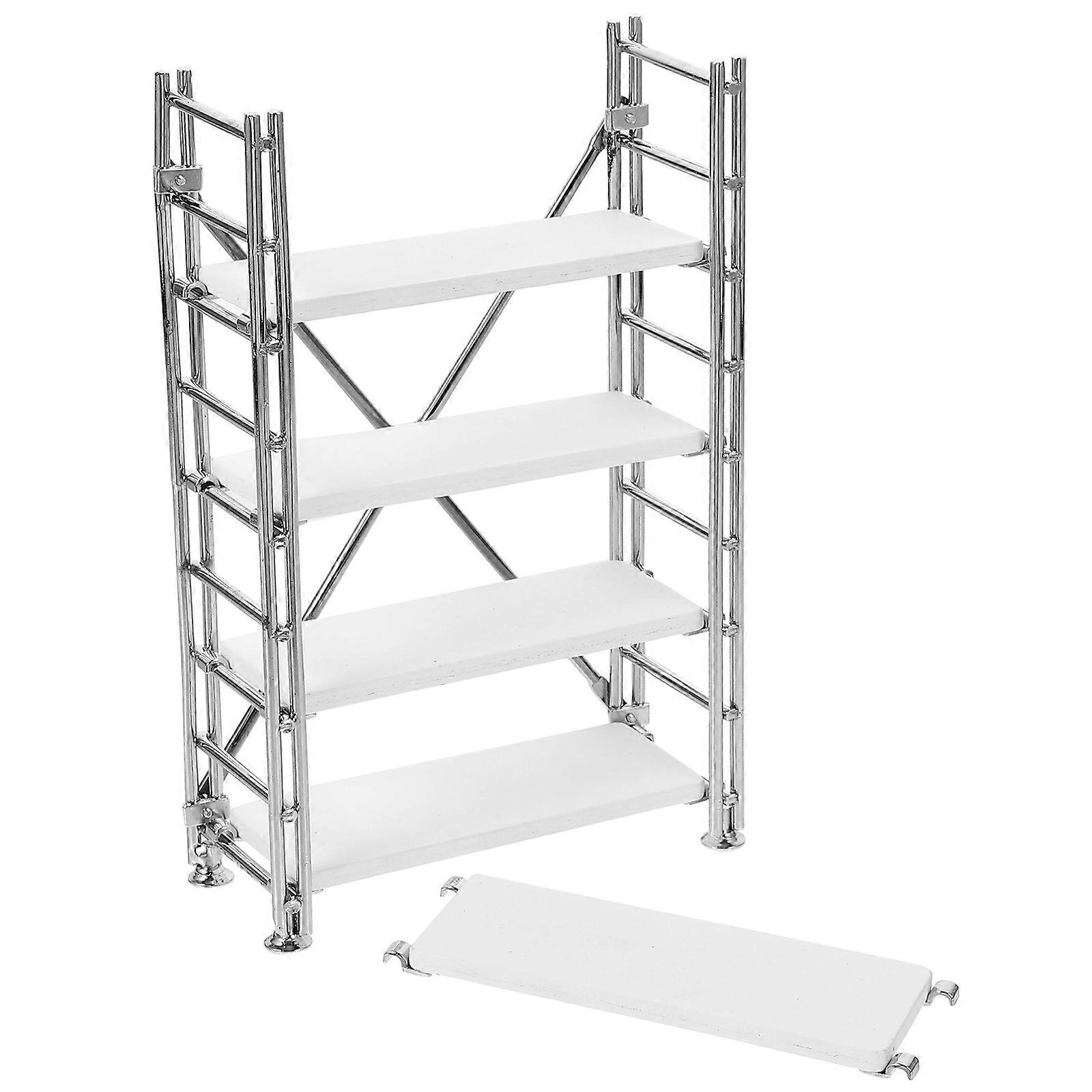 Miniature Bookshelf Doll House Storage Rectangular Alloy White for Organization 1Pcs