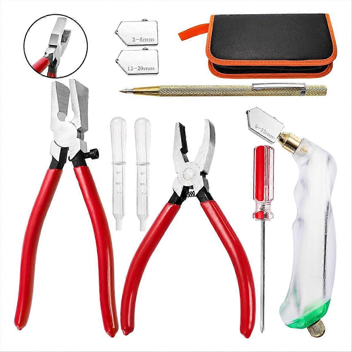 9Pcs Glass Running Breaking Pliers and Glass Cutter Kit