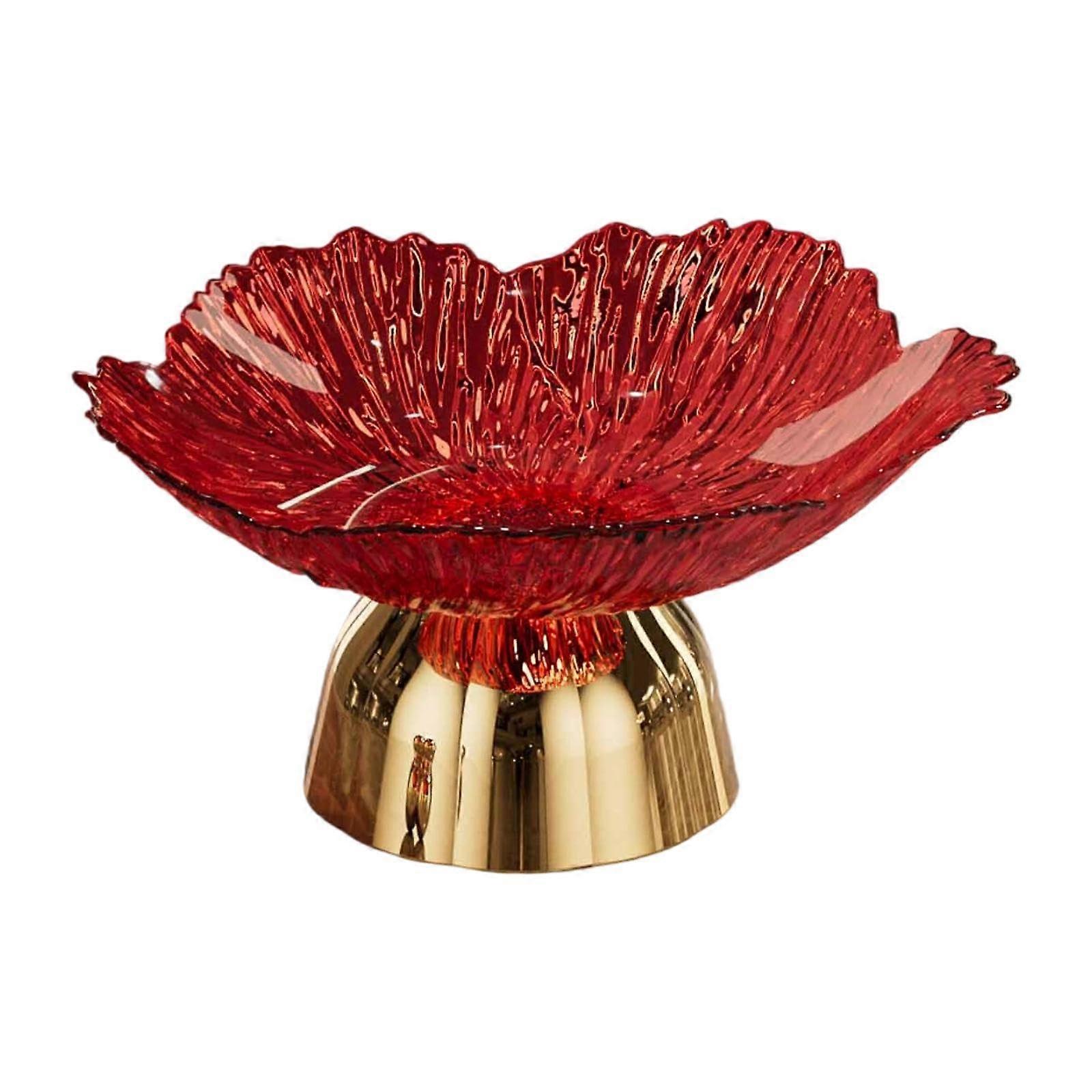 Fruit Bowl with Elegant Pedestal Design for Kitchen Dining Home Decor, Red