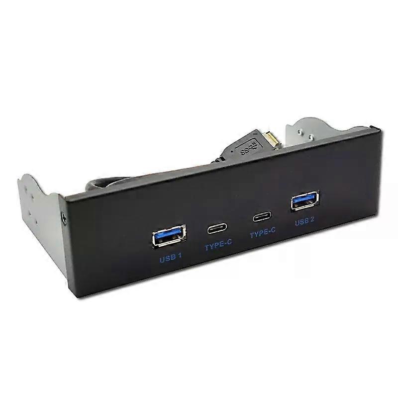 ABAN USB32 TYPE-C 10Gbps Optical Drive Panel 2X USB GEN2+2X TYPE-C 35-Inch 525-Inch HUB 19PIN to C-Port Front Back Plug