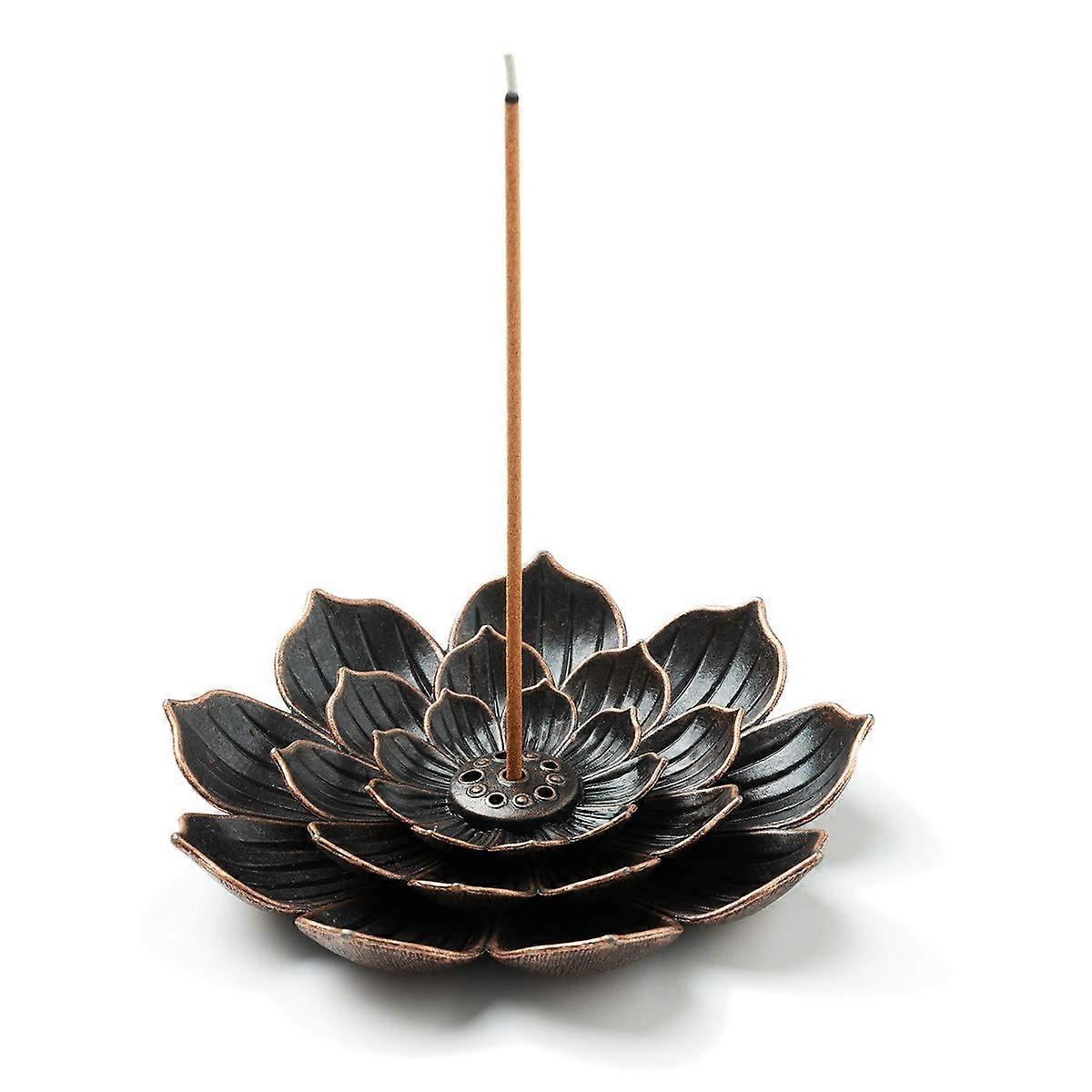 Brass Lotus Incense Stick Holder with Detachable Ash Catcher, Adjustable MultiHole Burner for Aromatherapy