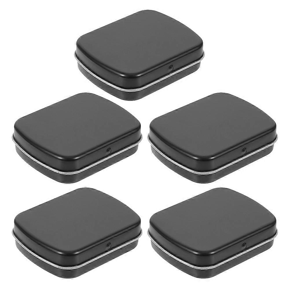 Small Organizer Box Metal Container for Storage 5Pcs Black Lid Organizer