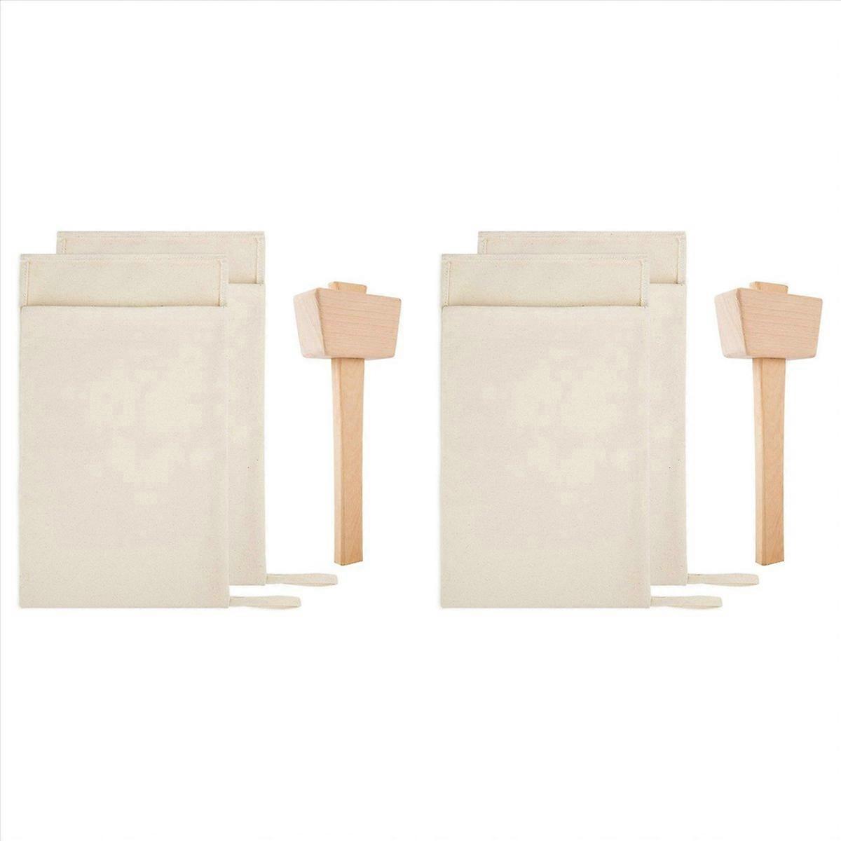 Pack of 2 Bags and 1 Ice Mallet Set-Reusable Canvas for Party