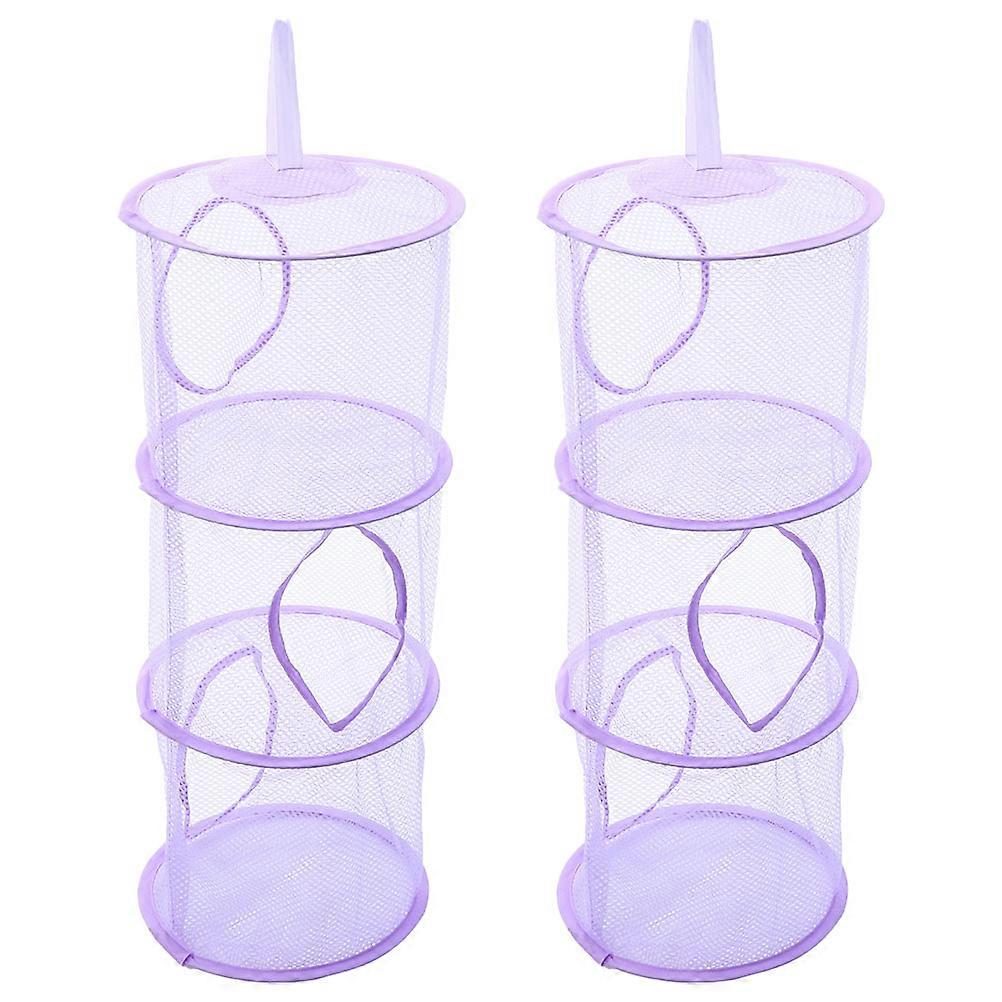 2pcs Stuffed Animal Hammocks Multi Layer Foldable Hanging Net Mesh Sock Drying Net