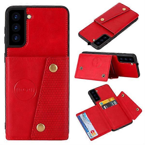 Compatible with Samsung Galaxy S21 FE - Practical Case with Card Holder Red