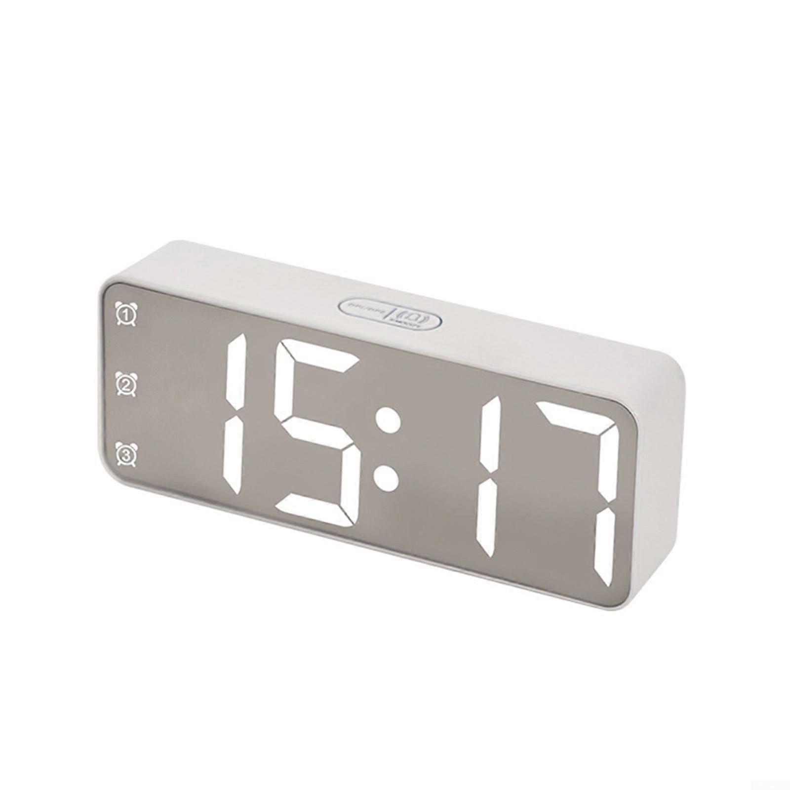 Aceovo Bedroom Digital Alarm Clock, Large Display Large Bold Numbers, Dimmer And Volume White