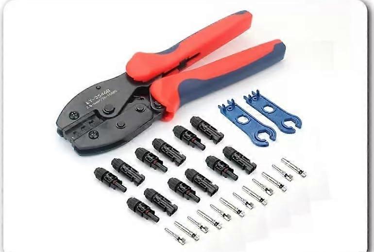 Solar Connector Crimping Tool Kit with Precision Dies and MC4 Connectors for Solar Panel Installation