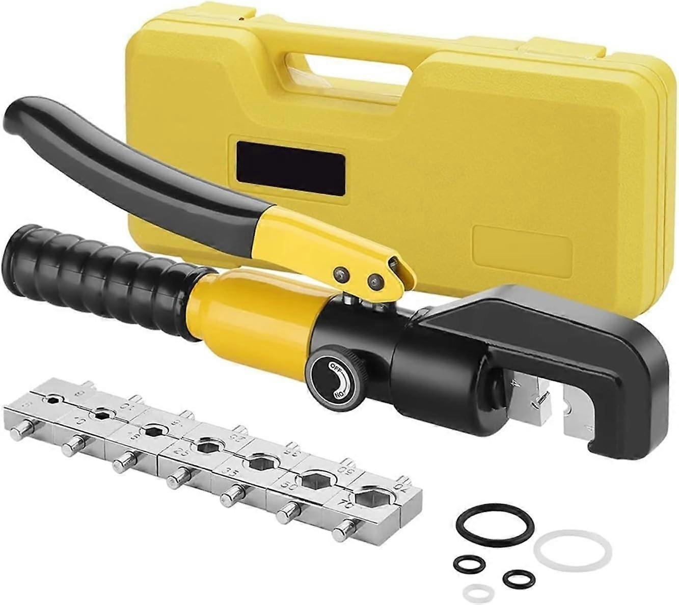 Hydraulic Crimping Tool and Rebar Cutter, 10 Ton Force, 360° Rotating Head, NonSlip Grip