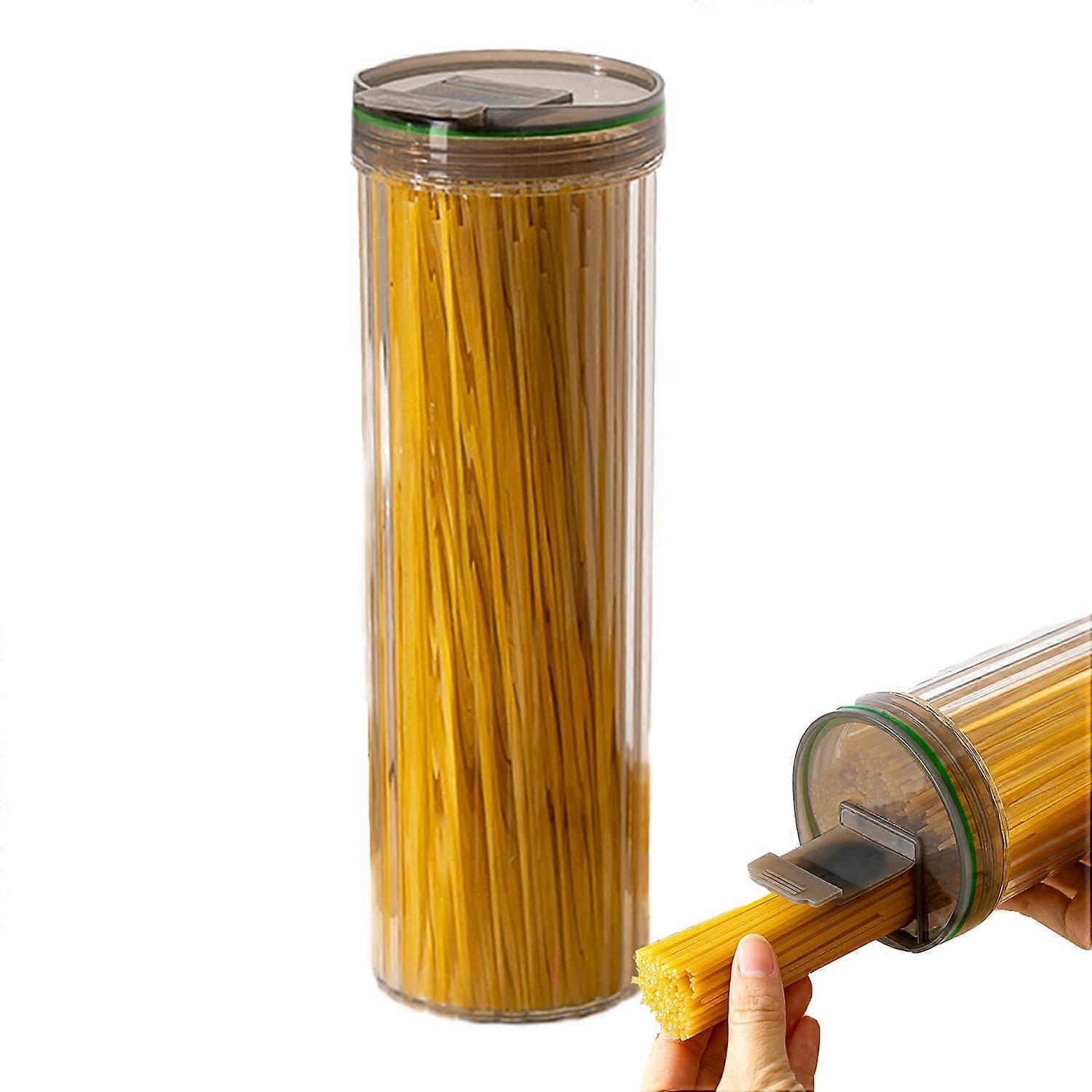 Pasta Storage Container with Lid, Clear Airtight Large Capacity Spaghetti Keeper Box, Black