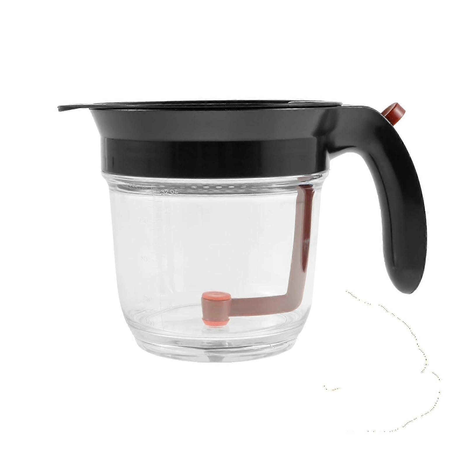 1000ml Fat Separator with Bottom Release and Strainer, Plastic Gravy Separator Measuring Cup