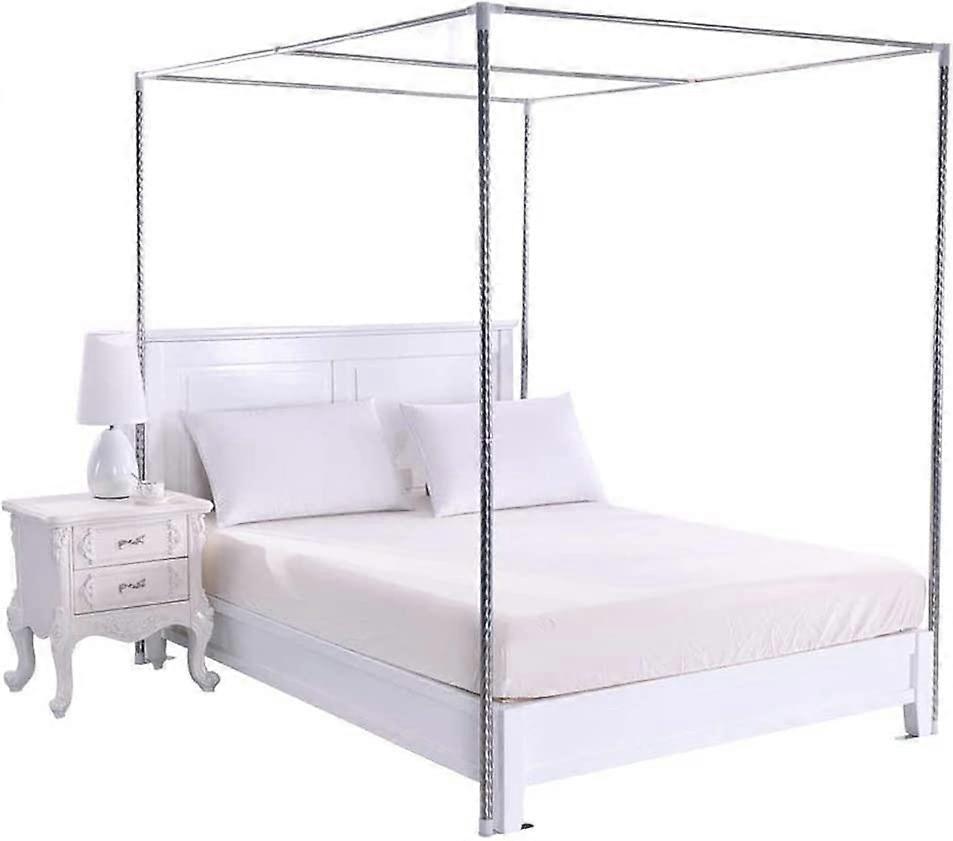 Stainless Steel Canopy Bed Frame with 4 Corner Mosquito Net Bracket, 25mm 1x2m Bed