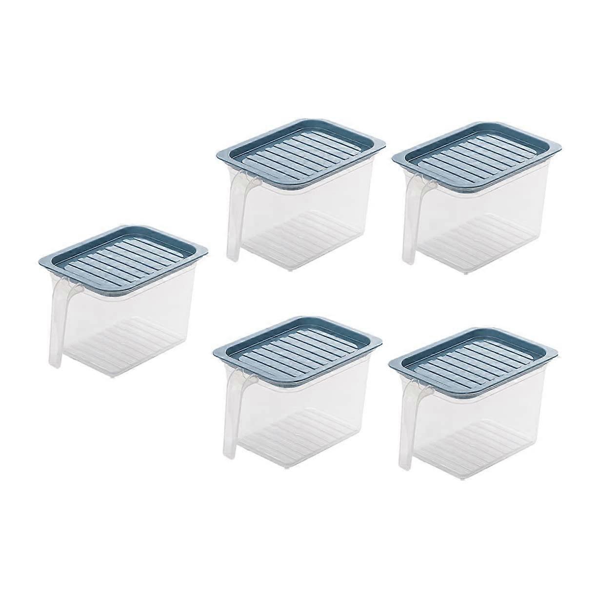 5PCS Refrigerator Storage Containers with Lids Airtight Freshness Seal Clear Space Saving Design
