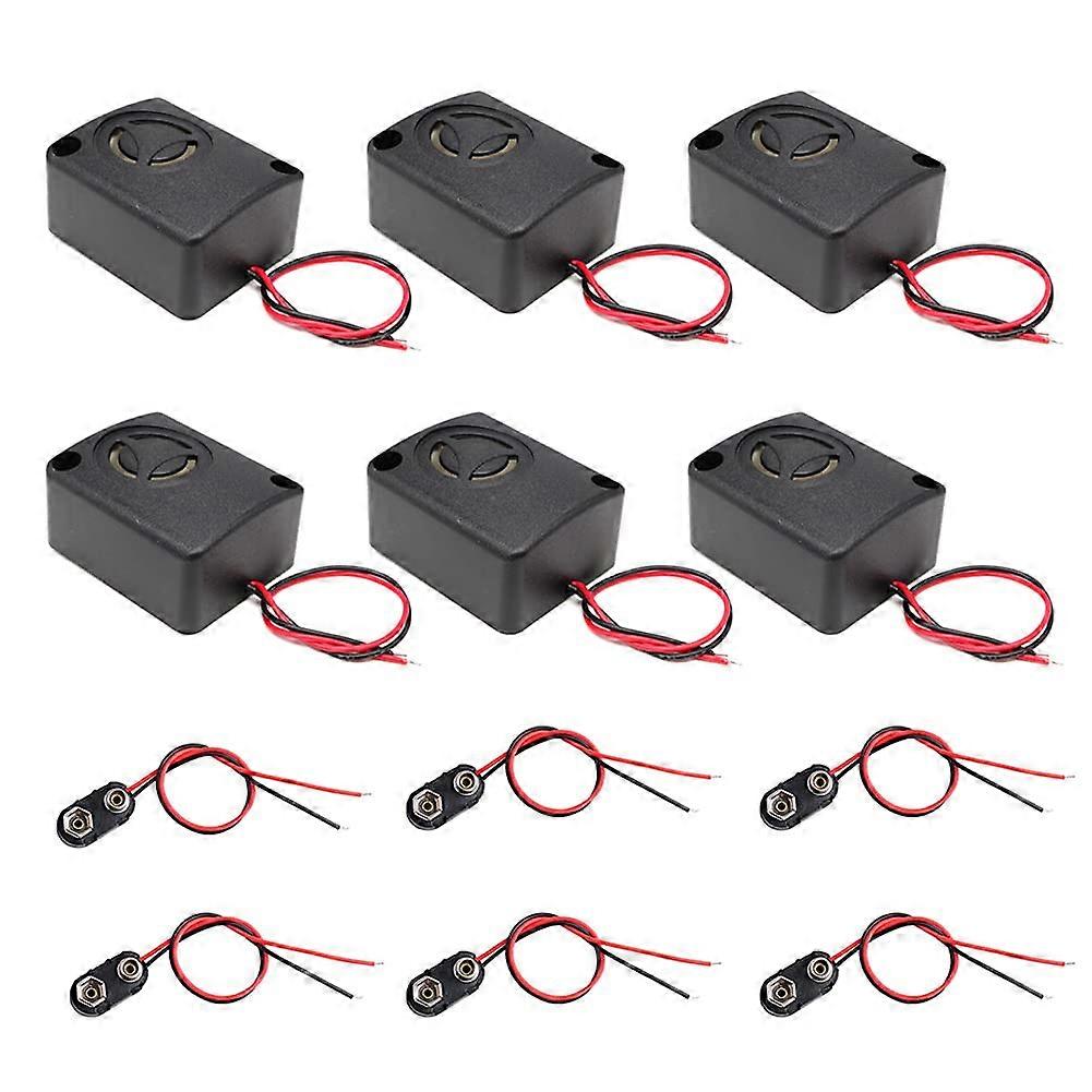 6 Sets 110dB Piezo Alarm Siren 12V DC AntiTheft Car Security with 9V Battery Clip