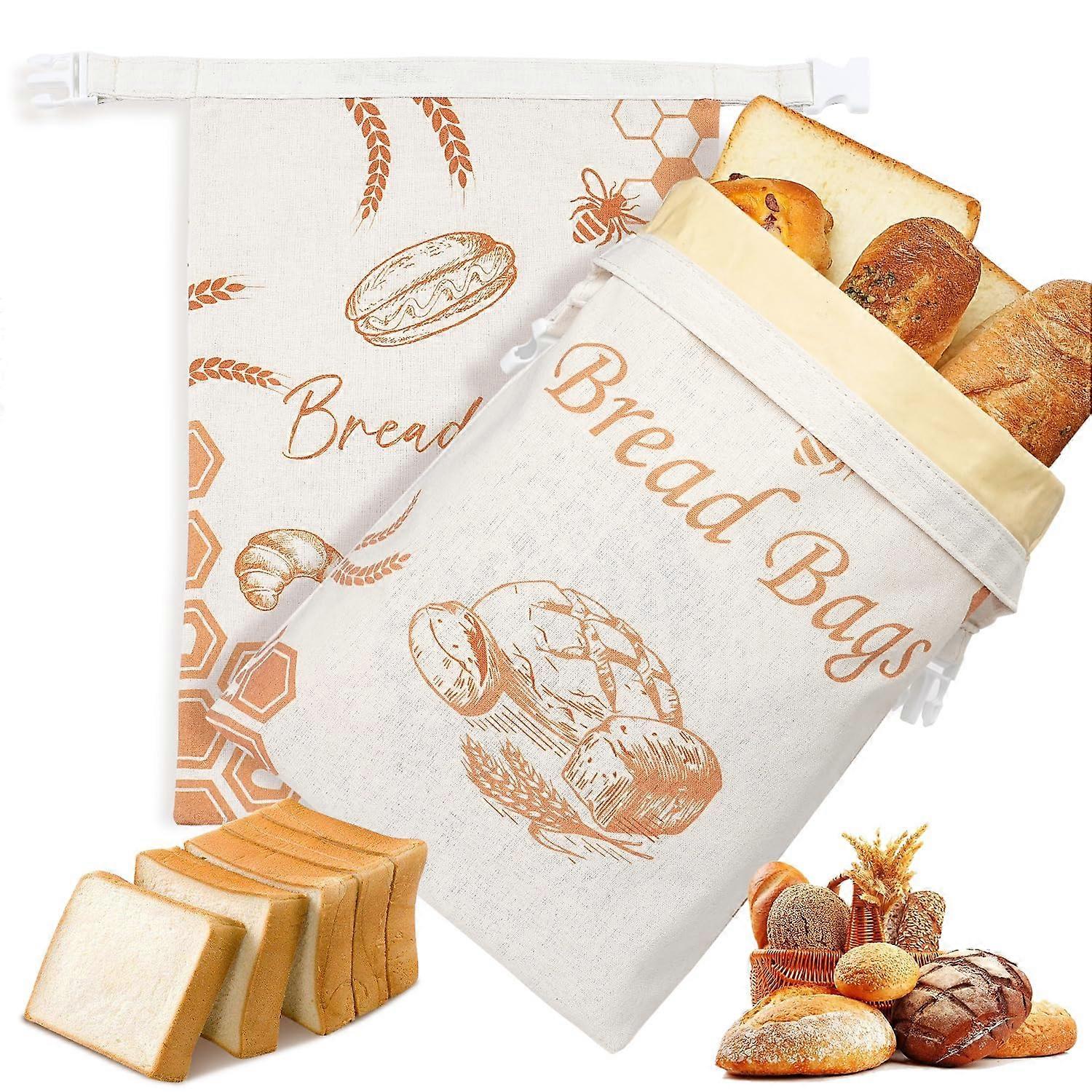 Beeswax Bread Bags for Sourdough 2 Pack, Large Reusable Bread Storage with Waterproof Coating