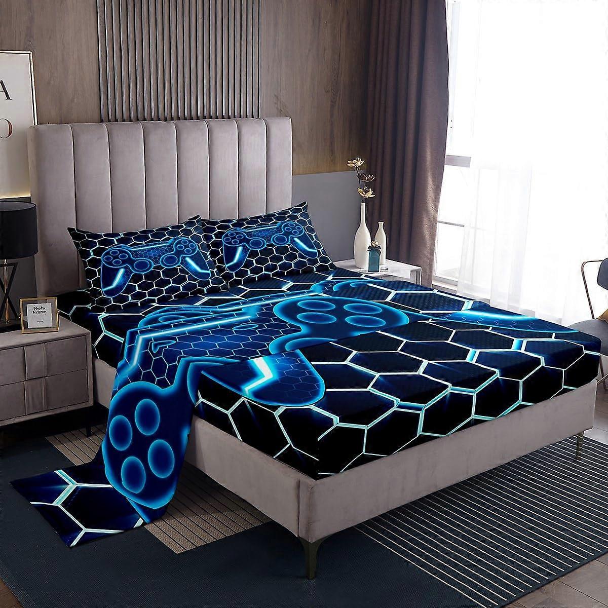 Twin Bed Sheets Soft Microfiber 3D Geometric Print Deep Pocket FadeResistant Twin Size Set