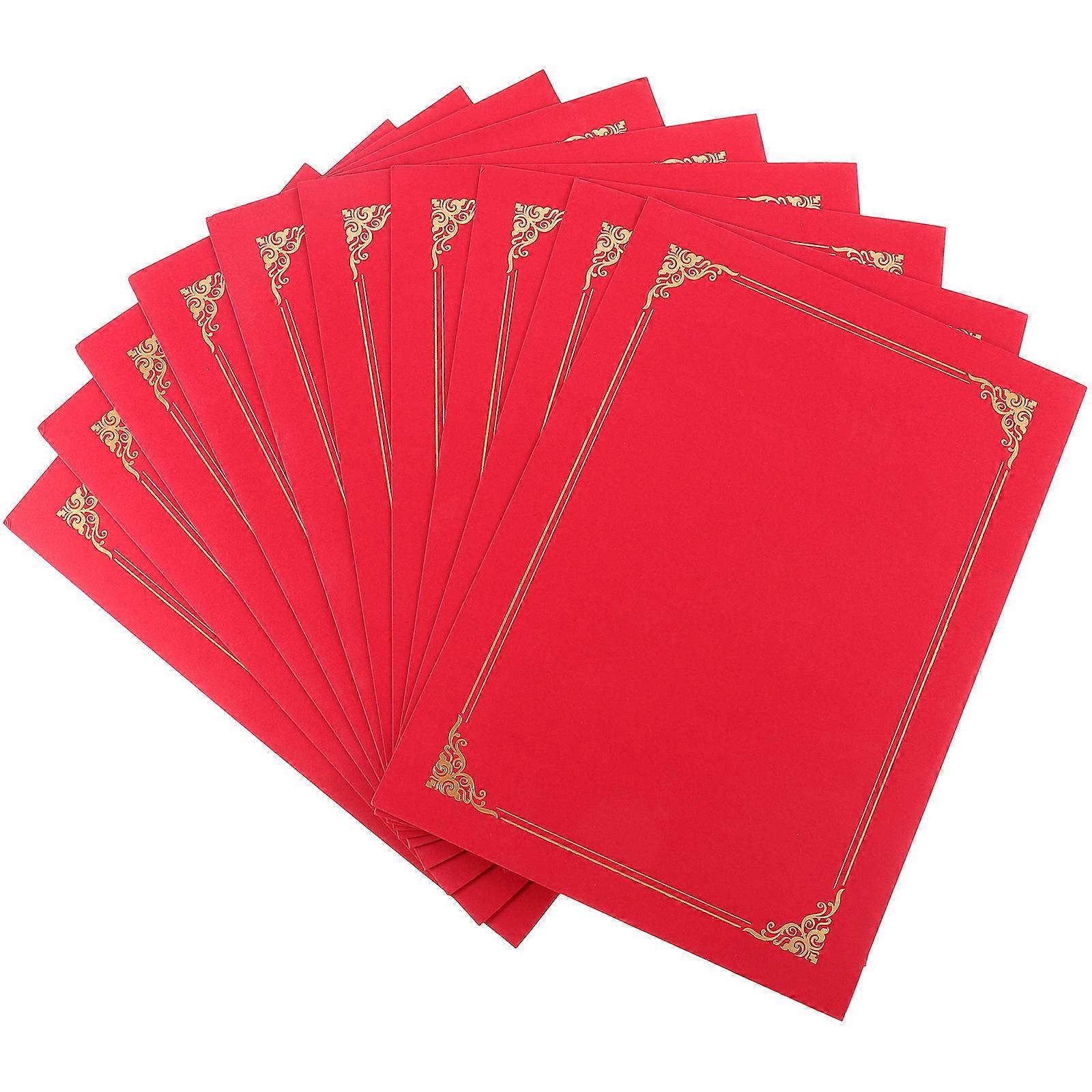 Certificate Covers Rectangular Shape Simple Design Document Protection For Graduation Ceremony Red 30.8X22.5X0.1CM Store Documents 10Set