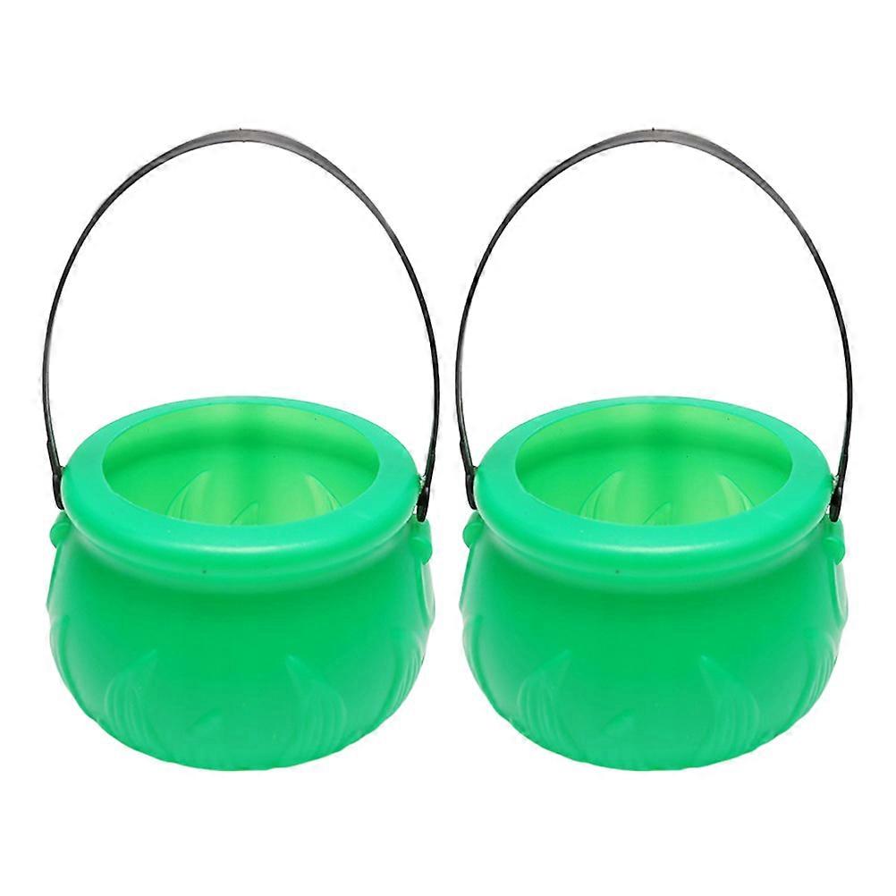 St. Patrick's Day Bucket for Decor 2Pcs Green Plastic Bucket