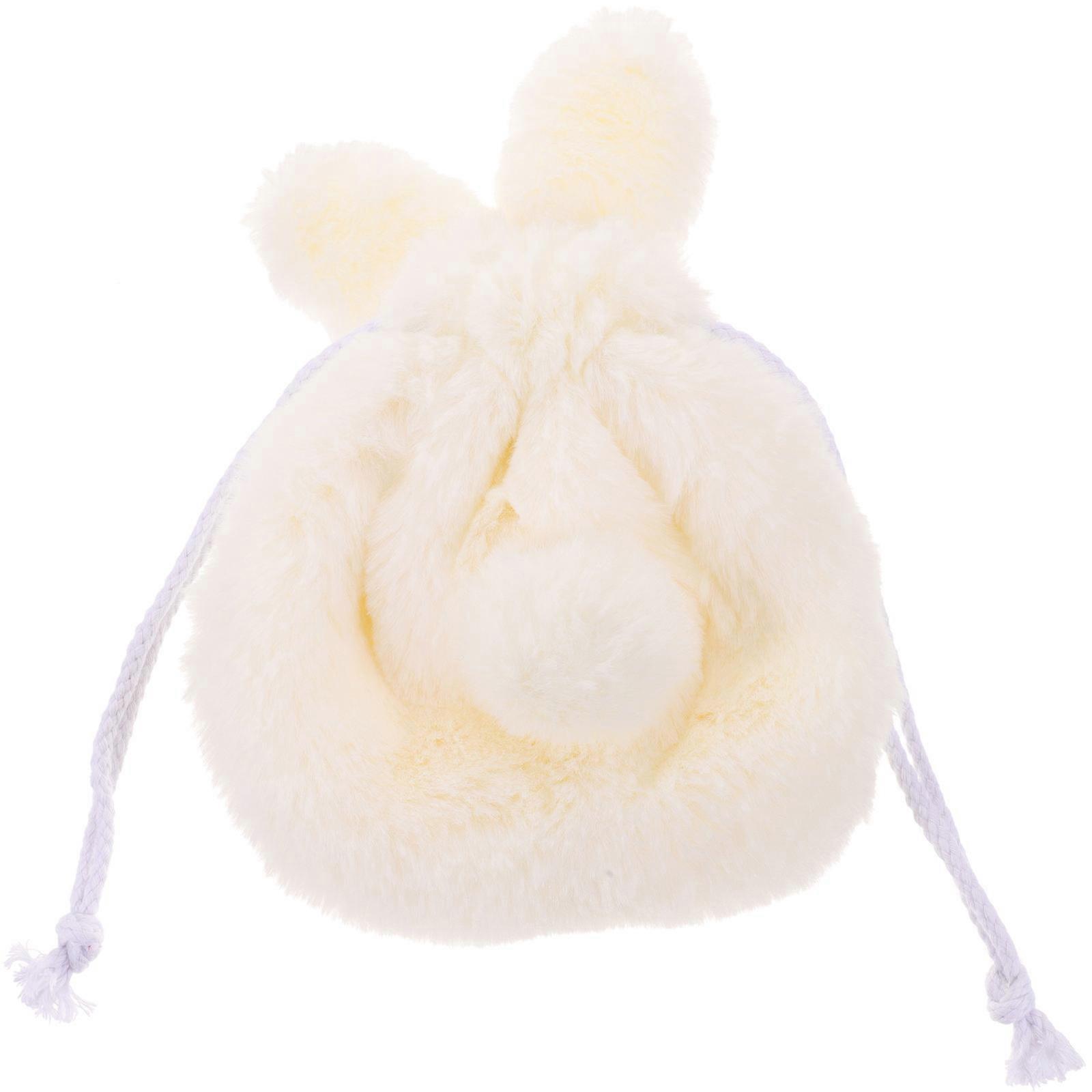 Plush Cosmetic Bag White Drawstring Closure for Storing Cosmetics