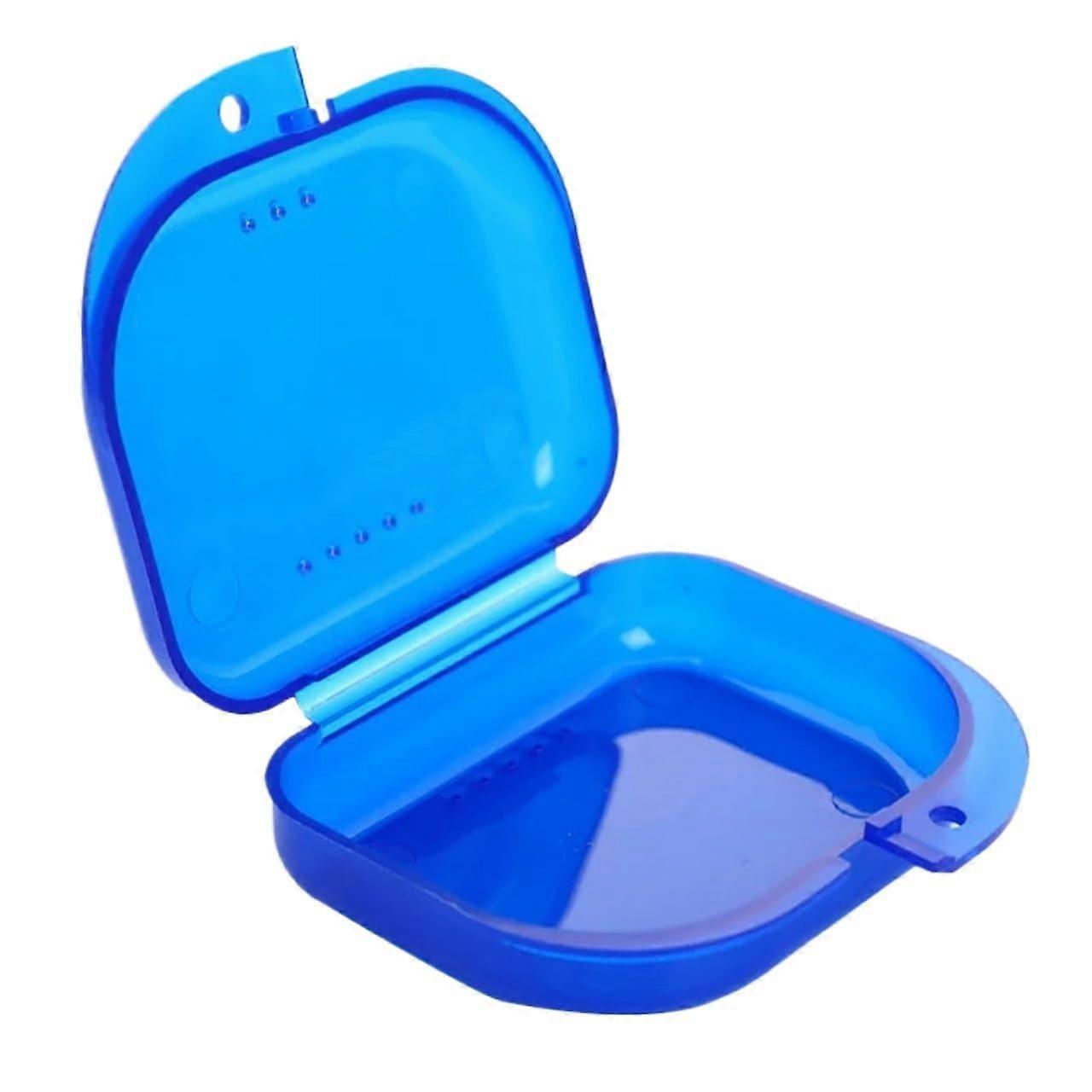 Denture Case and Retainer Holder 3pcs Compact Travel Size Easy Clean Storage Box Blue