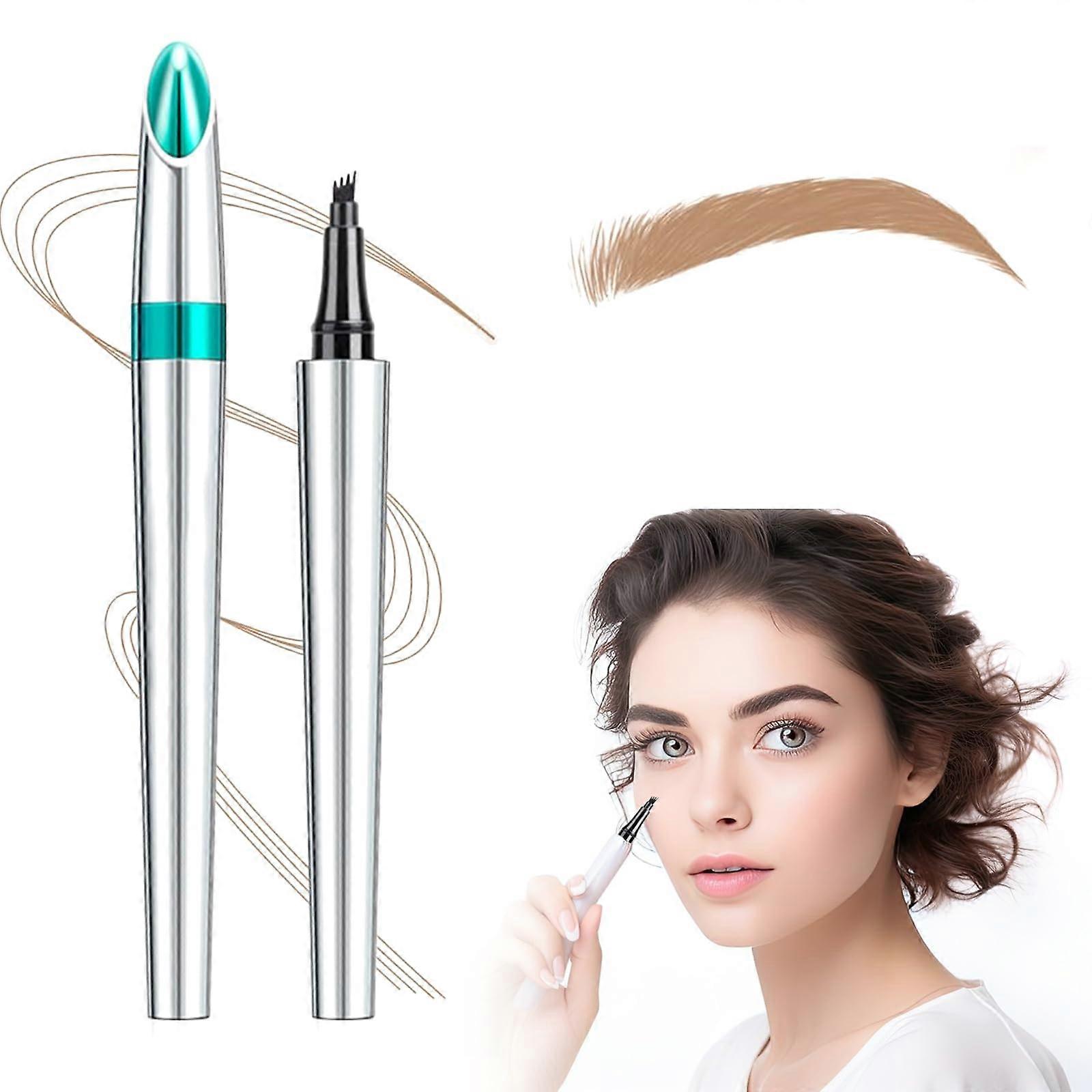 Waterproof Eyebrow Pen 4 Fork Tip Microblading Pencil for Natural Looking, Long Lasting Brows