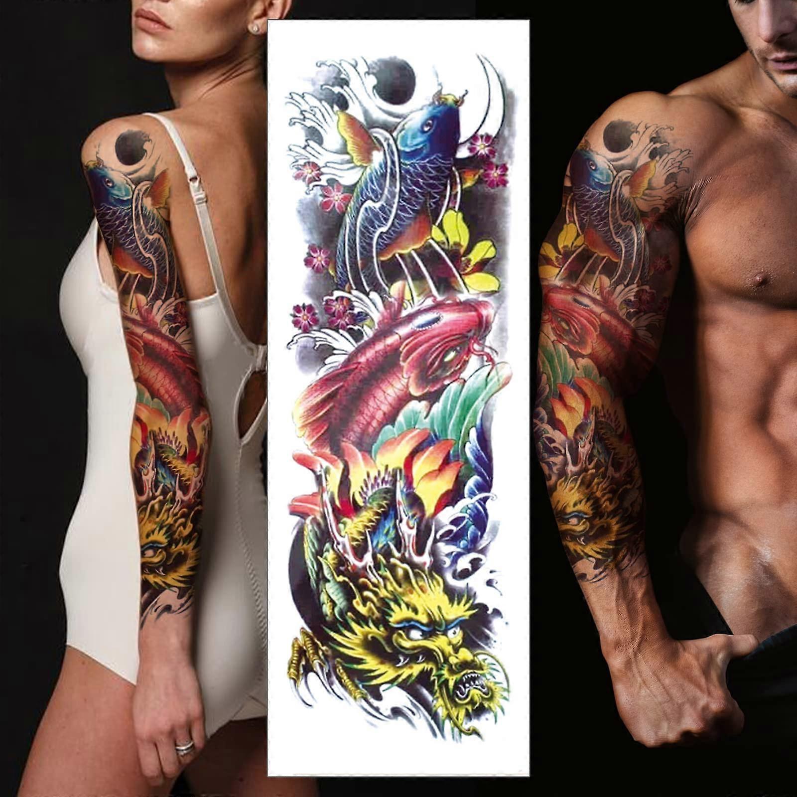 Temporary Tattoo Sleeve Waterproof Full Arm Coverage Realistic 3D Extra Large 17x48cm