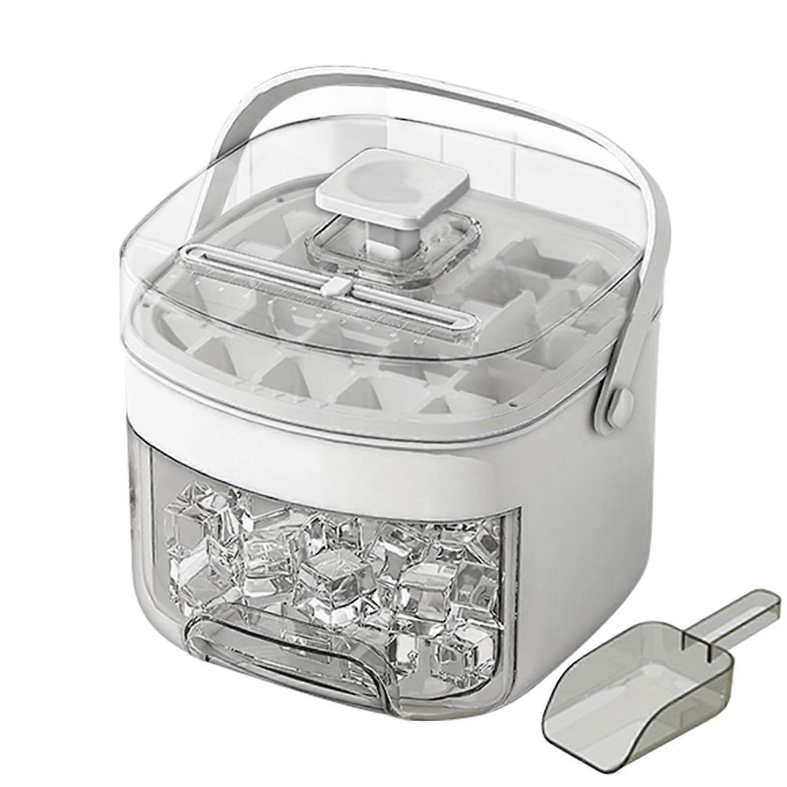 Ice Cube Tray with Lid and Bin, Easy Release 48 Grid Double Layer Mould for Freezer, OnePress Release