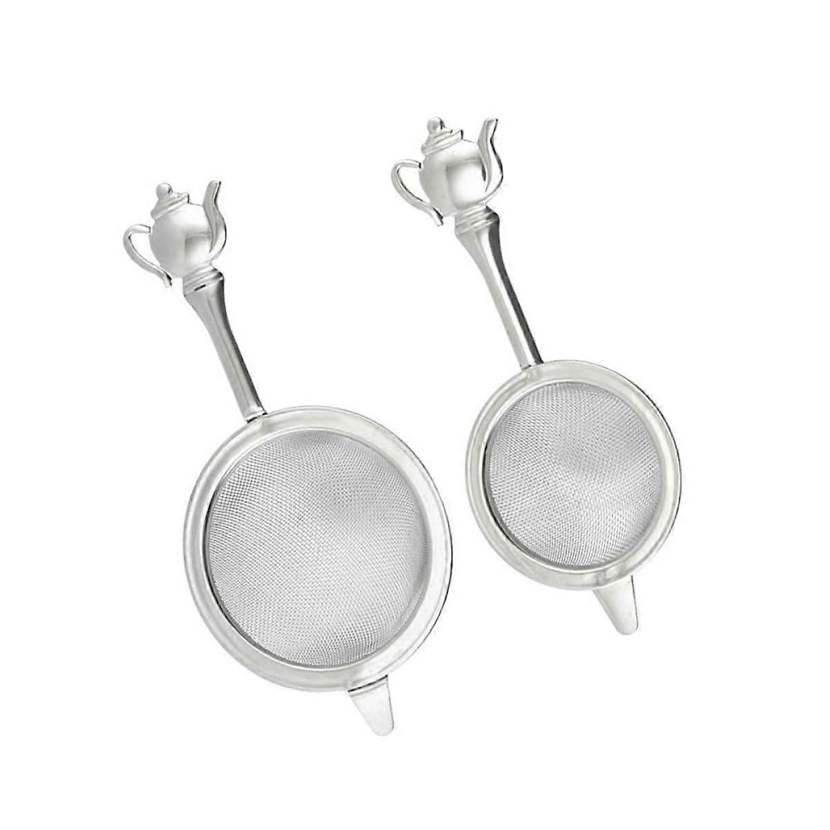 2pcs Stainless Steel Tea Infuser with Handle, Large Fine Mesh Tea Strainer for Loose Leaf Brewing