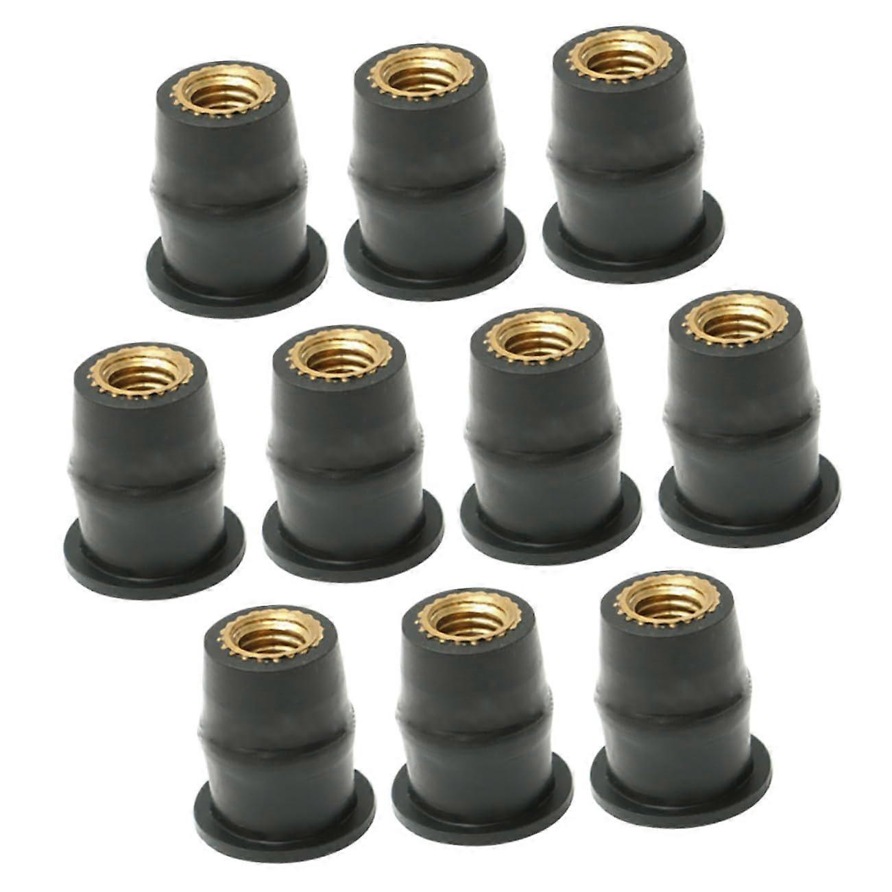 10Pcs Motorcycle Windscreen Rubber Well Nuts Kit with Durable Brass Inserts for Secure Mounting