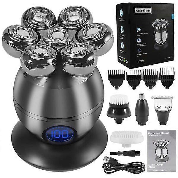 Electric Shaver with 5-Function LCD Screen, Rechargeable, Bald Head and Beard Trimmer