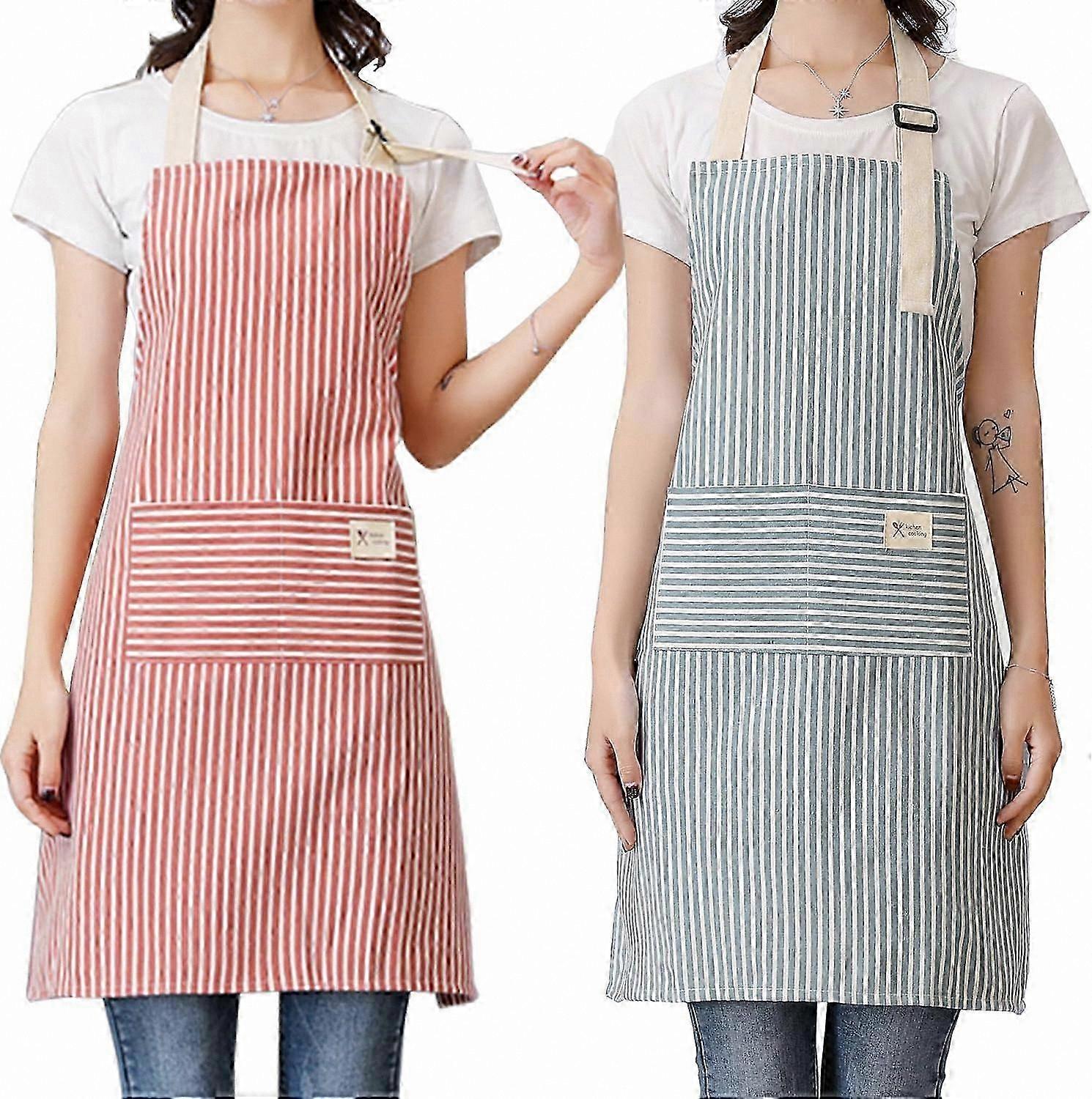 2 Pack Adjustable Women's Aprons with Pockets for Cooking, Baking, BBQ