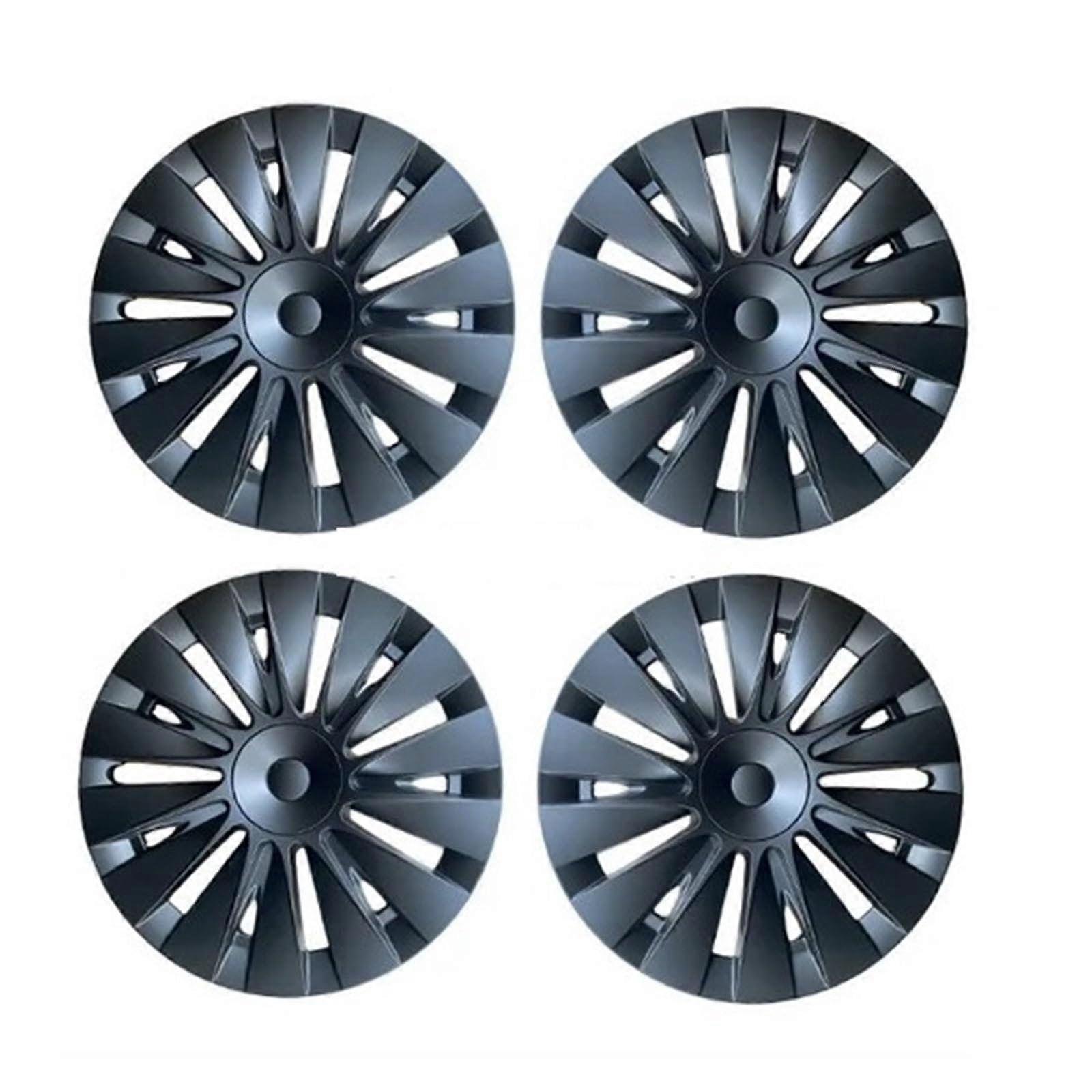 19 Inch Wheel Covers Set Matte Black Hubcaps Full Coverage Easy Snap Installation for Tesla Model Y