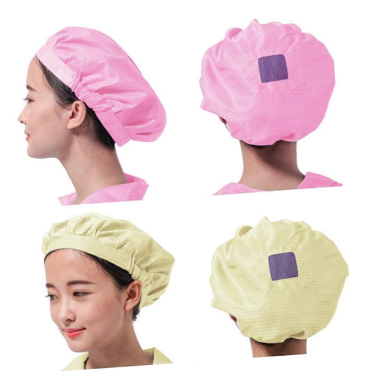 Chef Hat with Breathable Mesh Window and Chin Strap, Polyester Work Cap for Kitchen and Catering