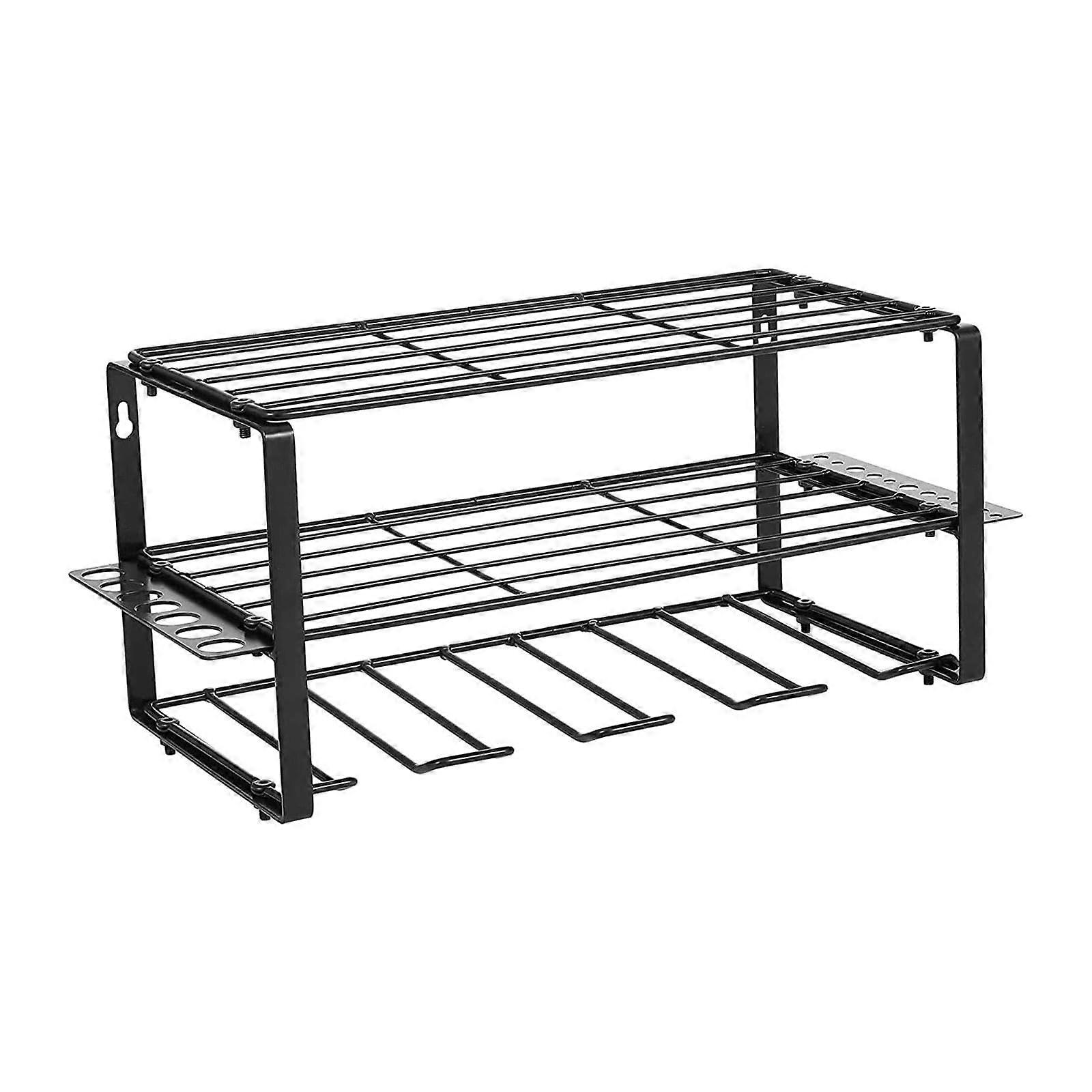 Power Tool Organizer Wall Mounted Heavy Duty Storage Rack for Garage Workshop, Black