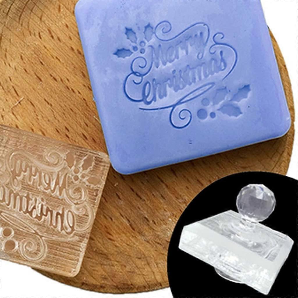 Christmas Soap Stamp Acrylic Embossing Tool for Handmade Soap Making with Clear Christmas Pattern