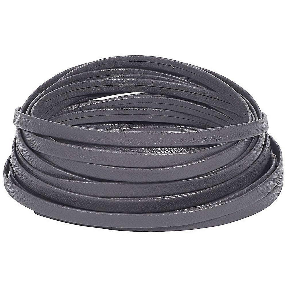 5M Folding PU Leather Flat Cord Gray 5x1mm 5.47 Yards(5m)/bundle
