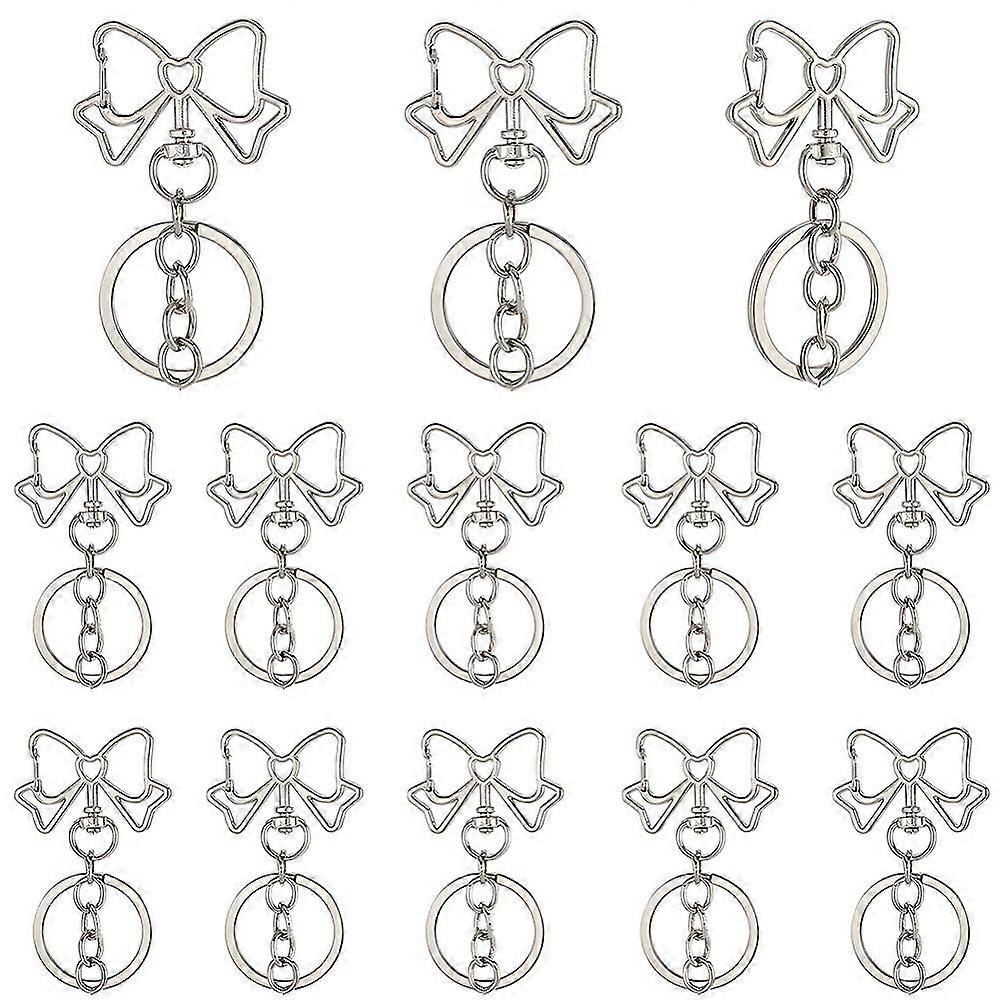 18pcs Alloy Keychain Clasps Bowknot Platinum 65mm