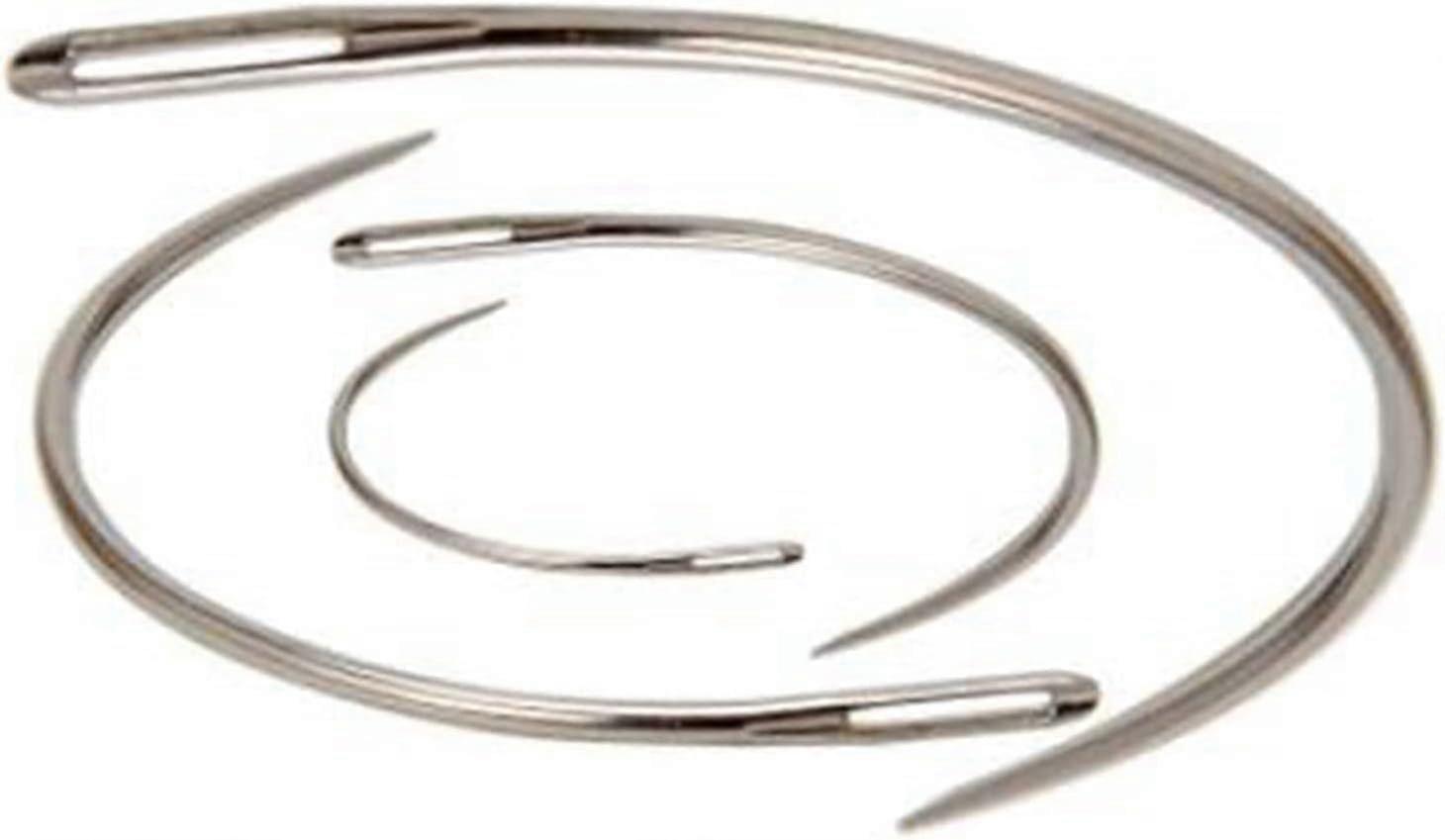 Leather Sewing Needles Heavy Duty Curved Upholstery  Set with Sharp Precision Tips 4pcs Silver