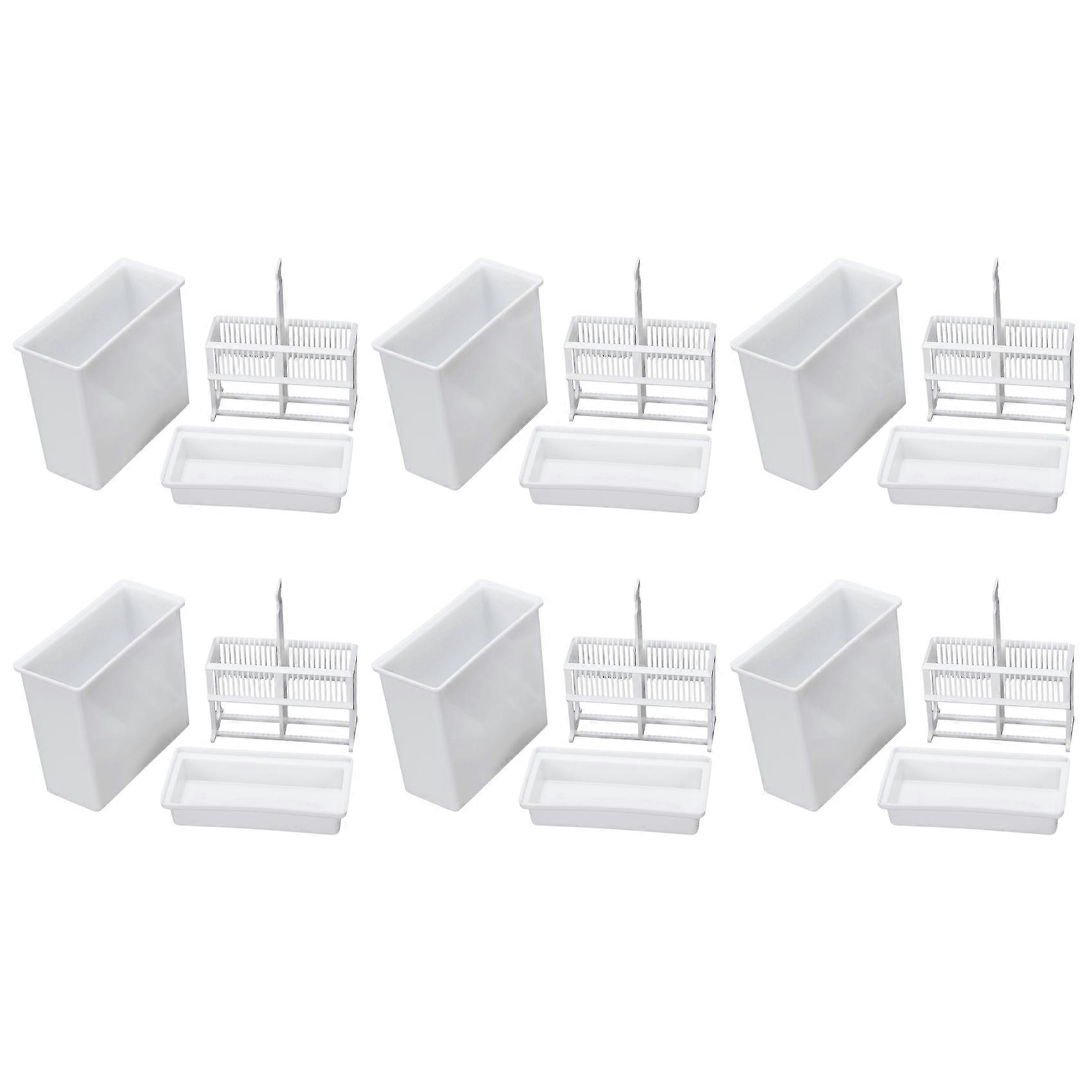 6X 2 in 1 White 24 Pieces Microscope Slides Staining Rack Dish Set