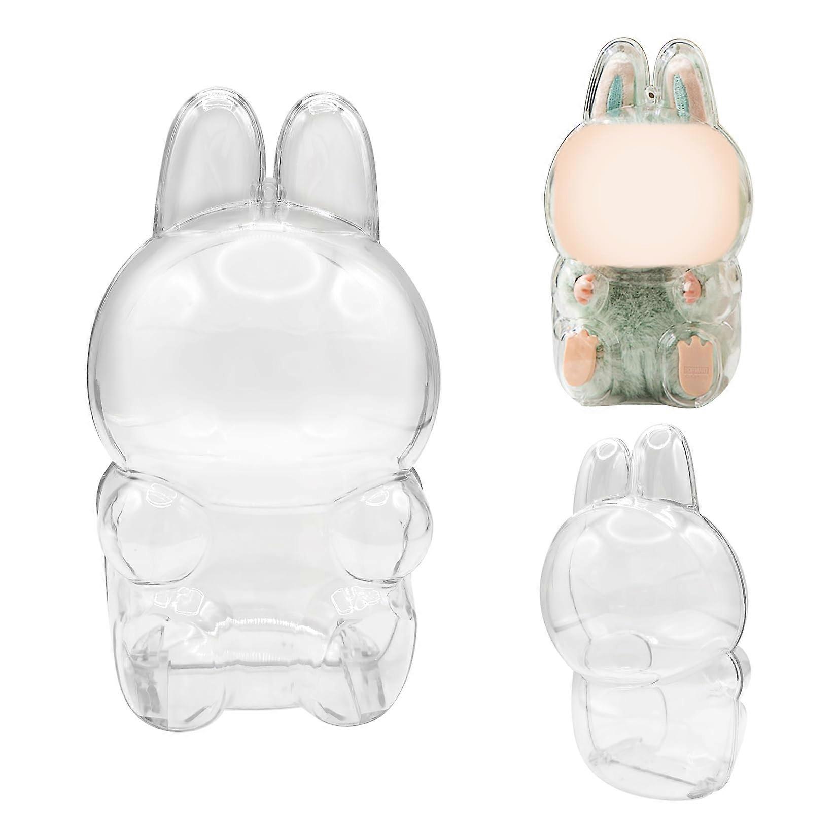 Doll Display Case with Transparent Protective Cover, DustProof Clear Box for Sitting Figurines