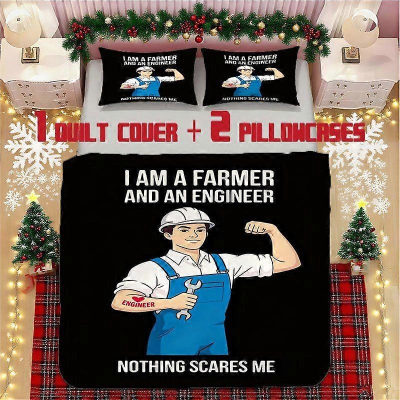 "I'm a Farmer Engineer" Soft Printed Bedding Set Polyester Fabric Decorative & Warm