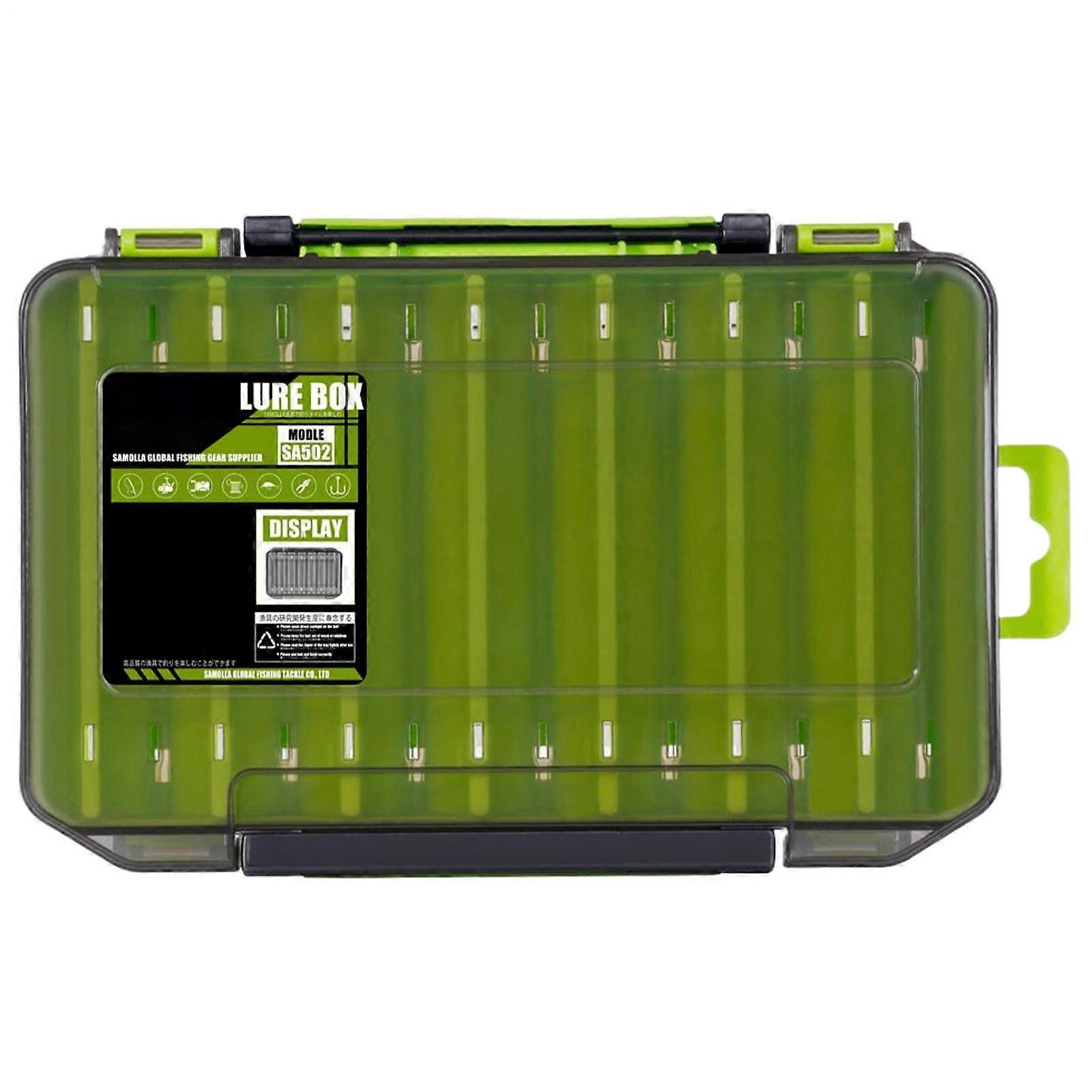 Fishing Tackle Box with Adjustable Divider System, Waterproof Transparent Lure Storage Organizer Green