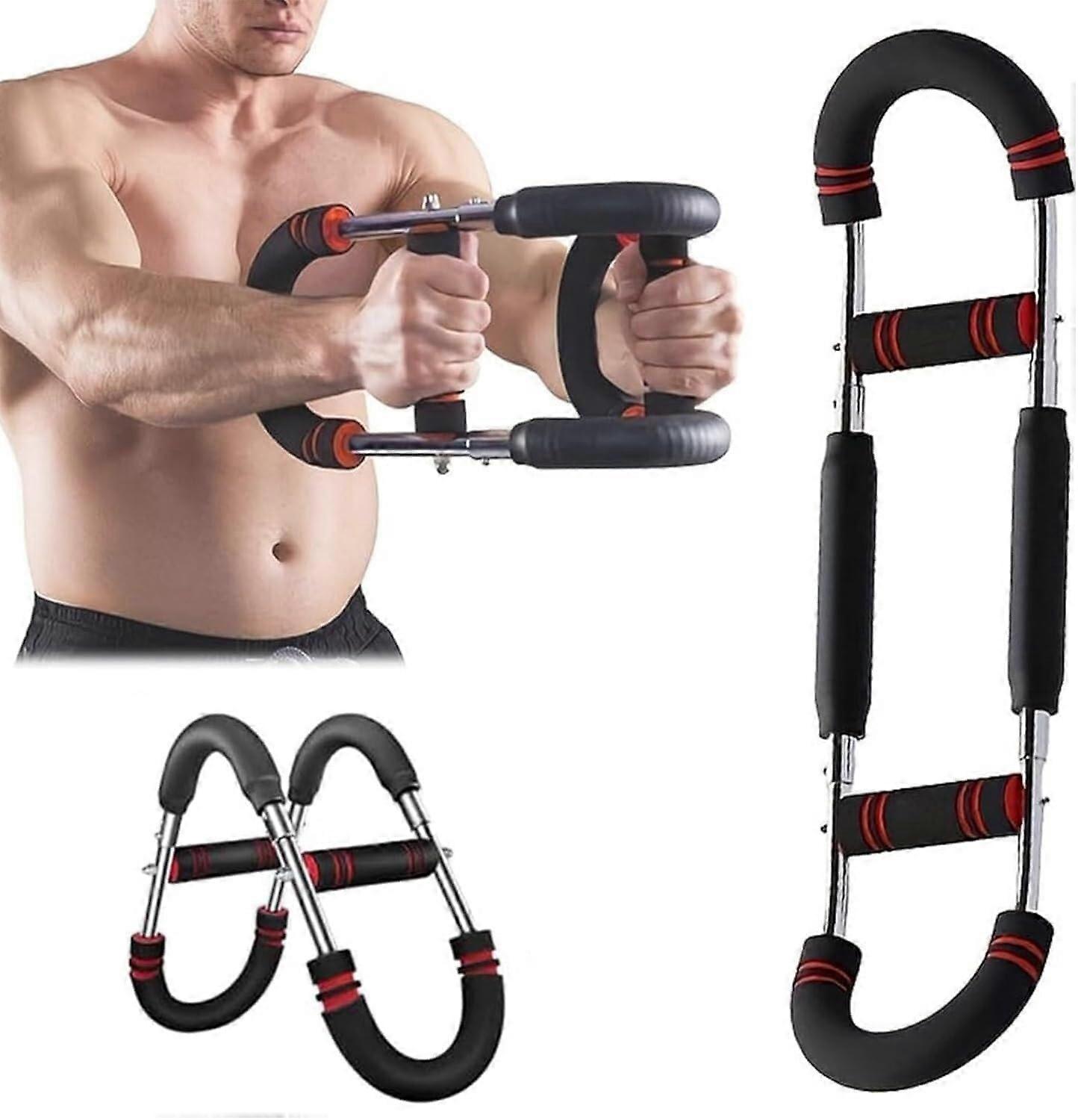 Arm Trainer and Chest Expander with Adjustable Resistance for Home Workout, Red