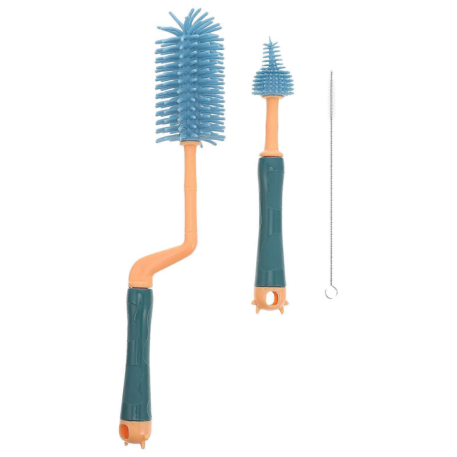 Baby Bottle Brush Multi-Function Straw Cleaner for Cleaning 1Set Blue Silicone