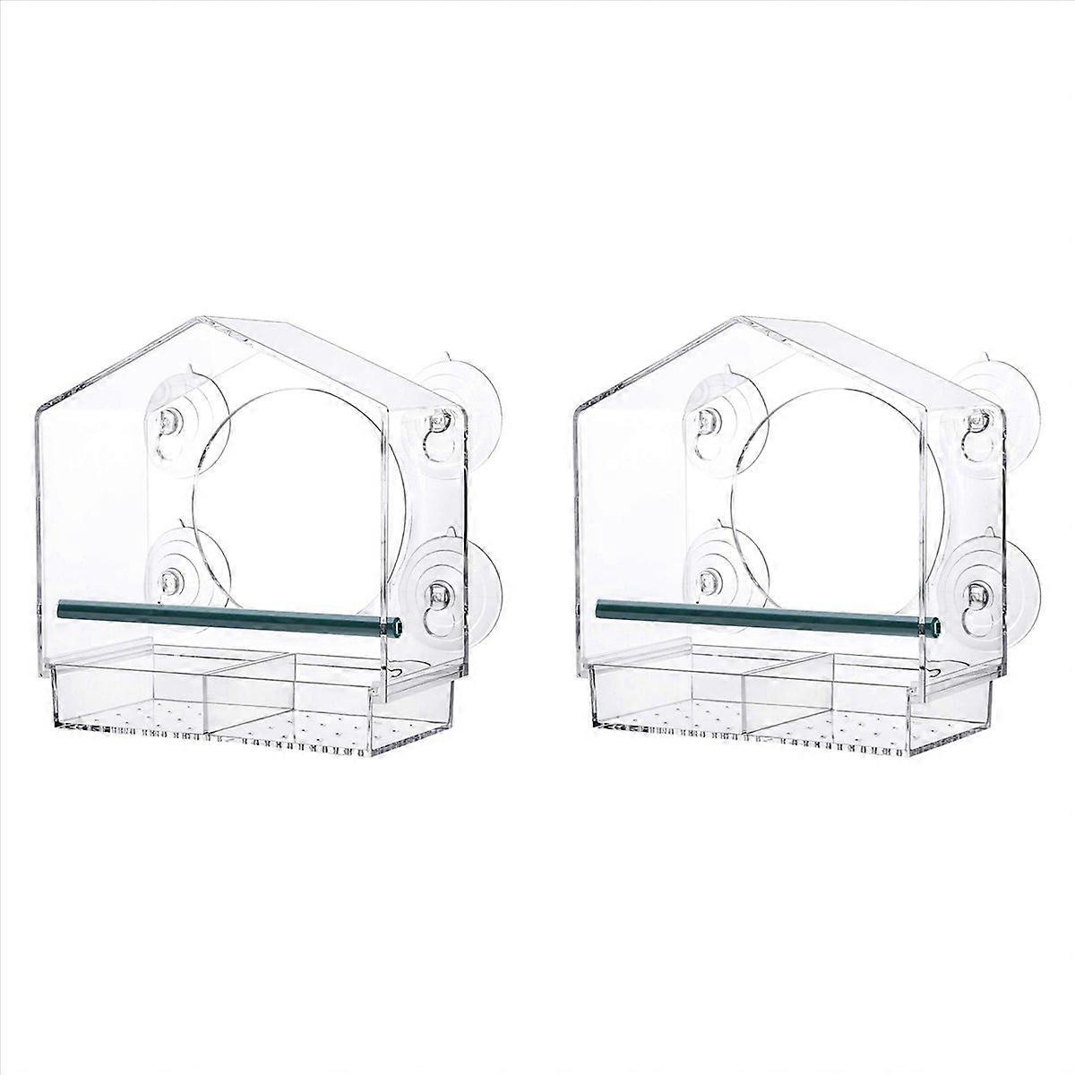 Window Bird Feeders with Strong Suction Cups, with 2 Compartment Tray